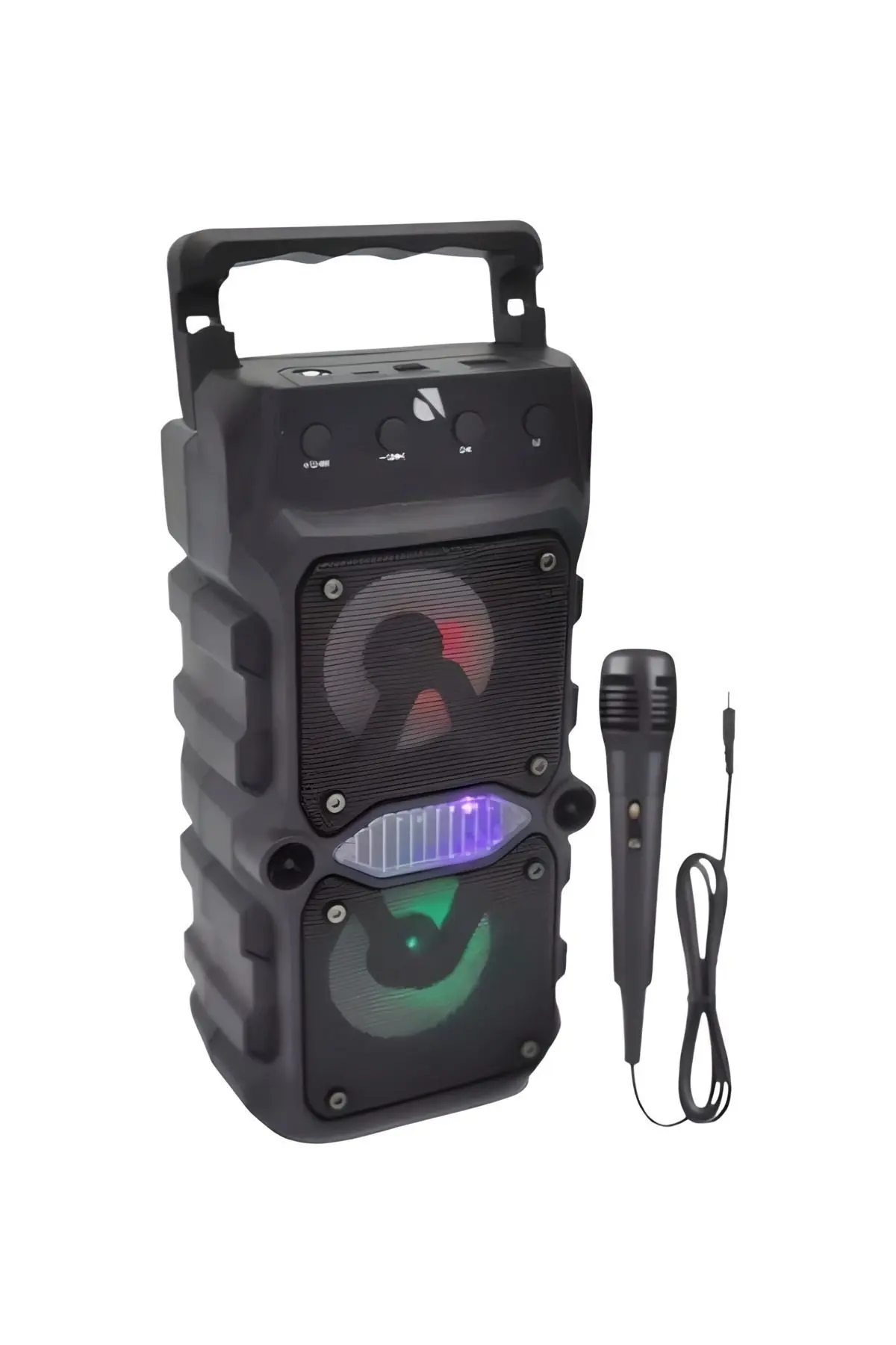 Bluetooth Hoparlör Parti Hoparlörü Karaoke Mikrofon Hediyeli Işıklı Ses Bombası Radyo Usb Sd Girişli