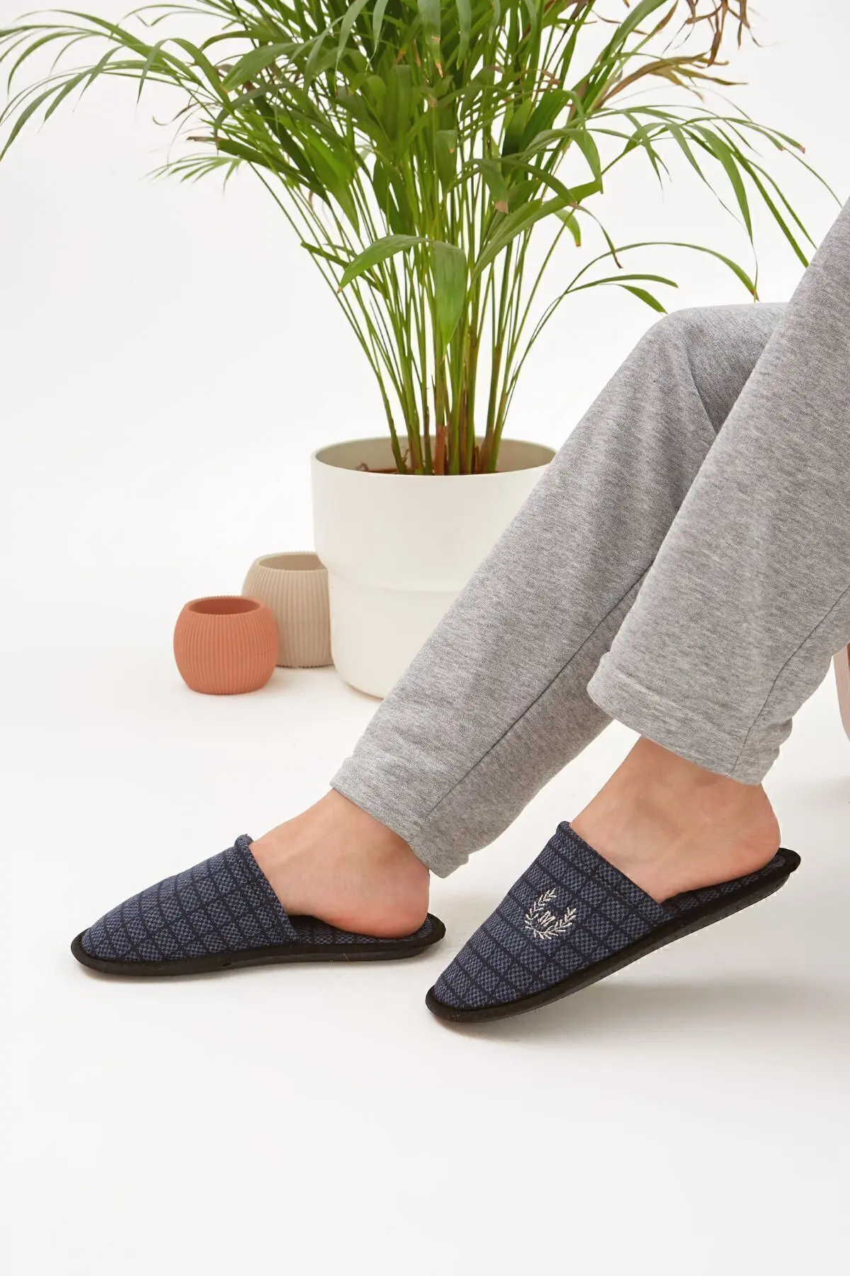 Lacivert M Ev Terliği Kışlık Terlik Misafir Terliği