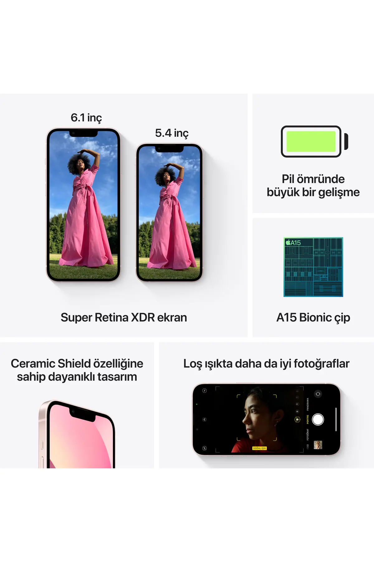 iPhone 13 128 GB Pembe Cep Telefonu (Apple Türkiye Garantili)