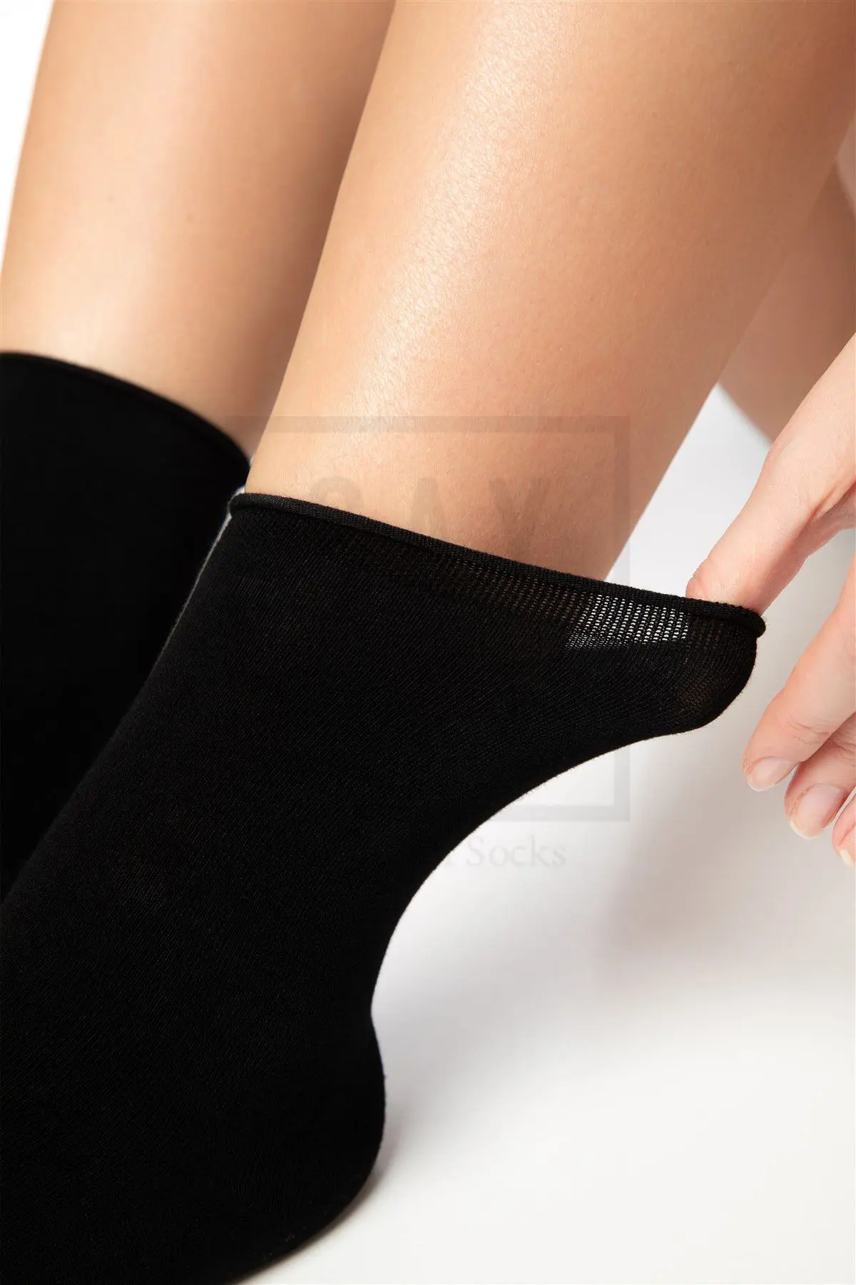 Bambu Kadın Lastiksiz Siyah Soket Dikişsiz Premium Çorap 3'lü Paket / İz Bırakmaz / Sıkmayan Çorap