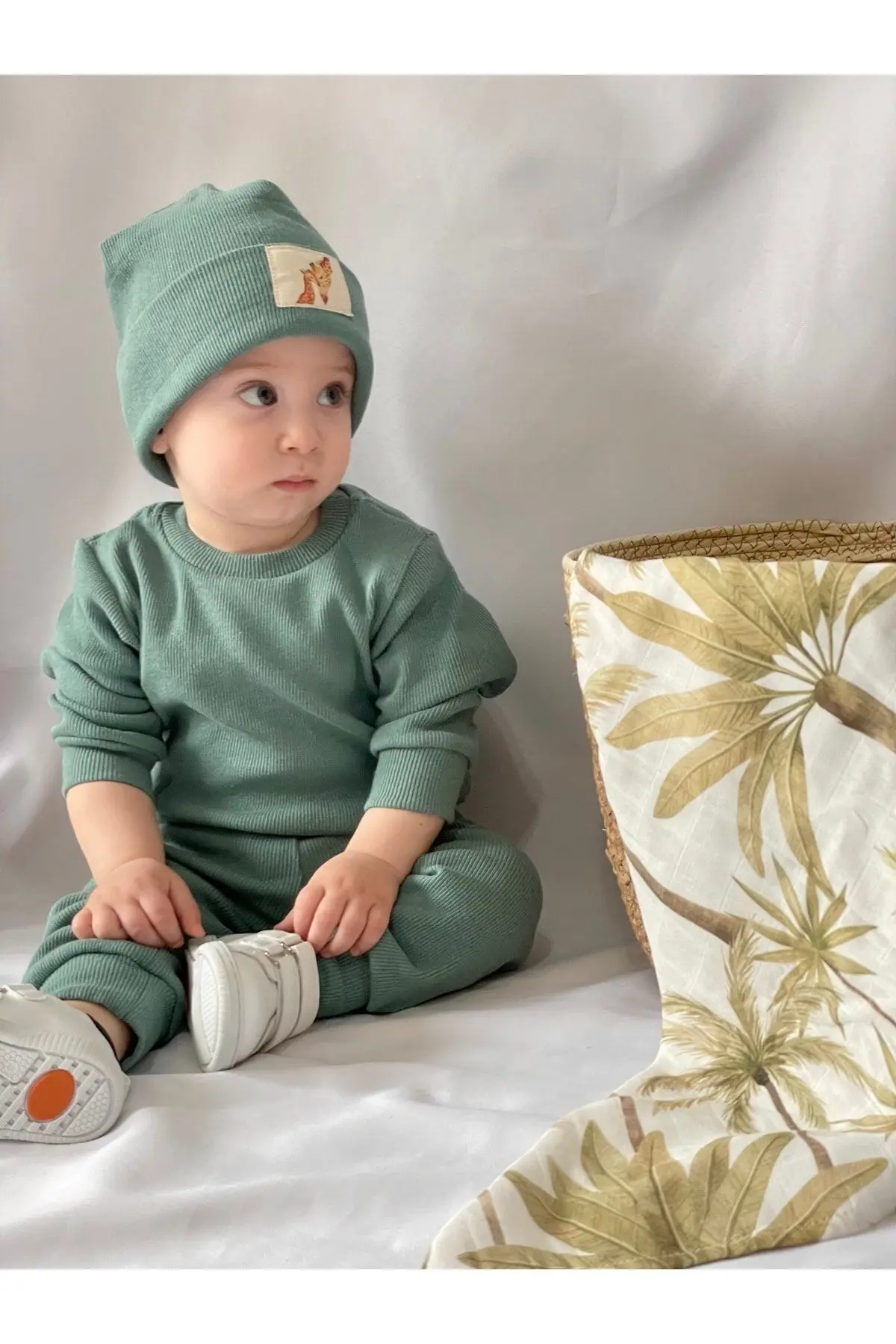 MiaBaby Pamuk Bereli 3'lü Takım Bebek Ve Çocuk Yeşil