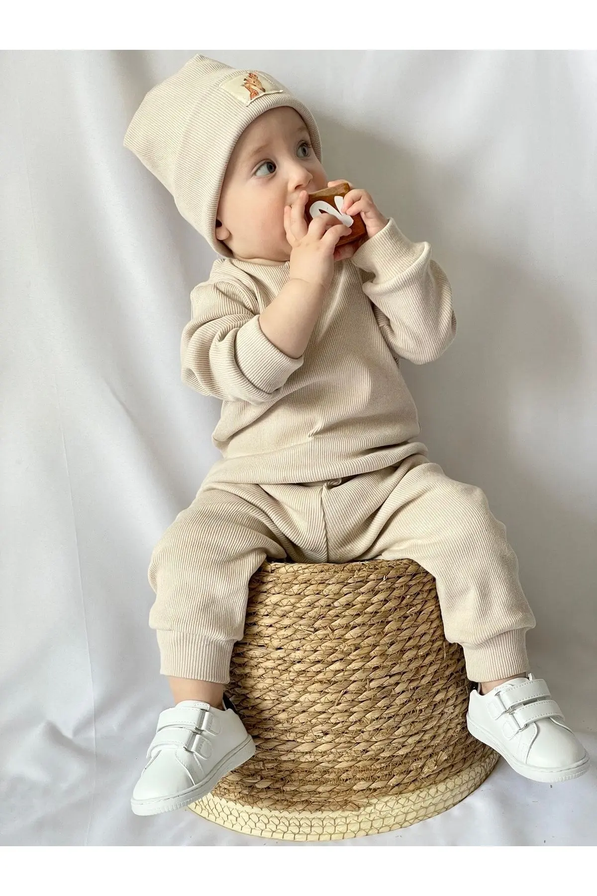 Pamuk Bereli 3'lü Takım Bebek Ve Çocuk Bej