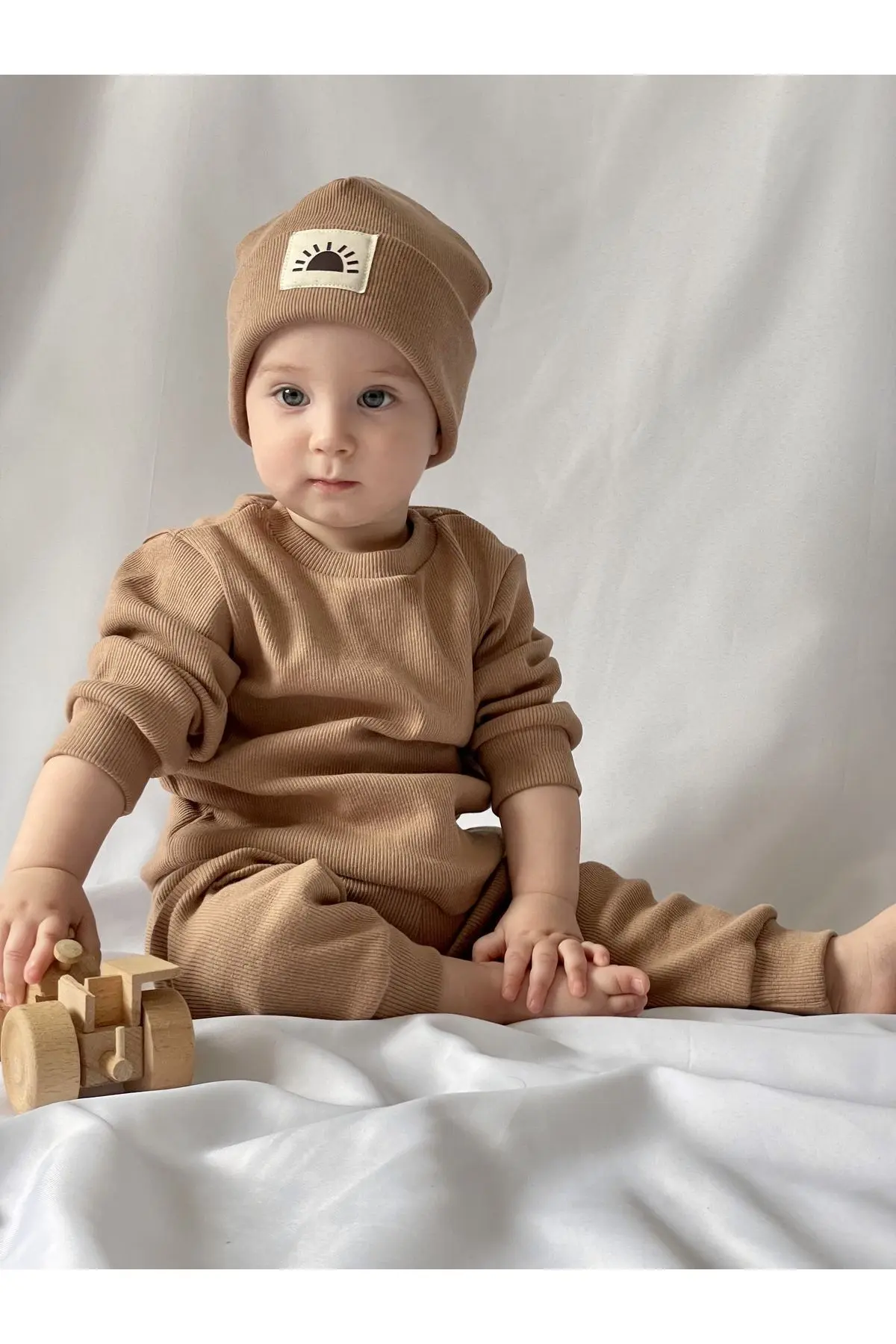 MiaBaby Pamuk Bereli 3'lü Takım Bebek Ve Çocuk Kahve