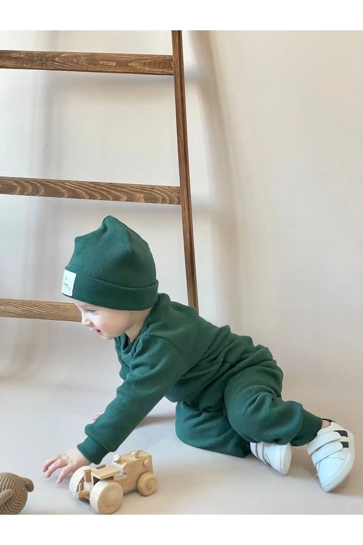 Pamuk Bereli 3'lü Takım Bebek Ve Çocuk Nefti Yeşil