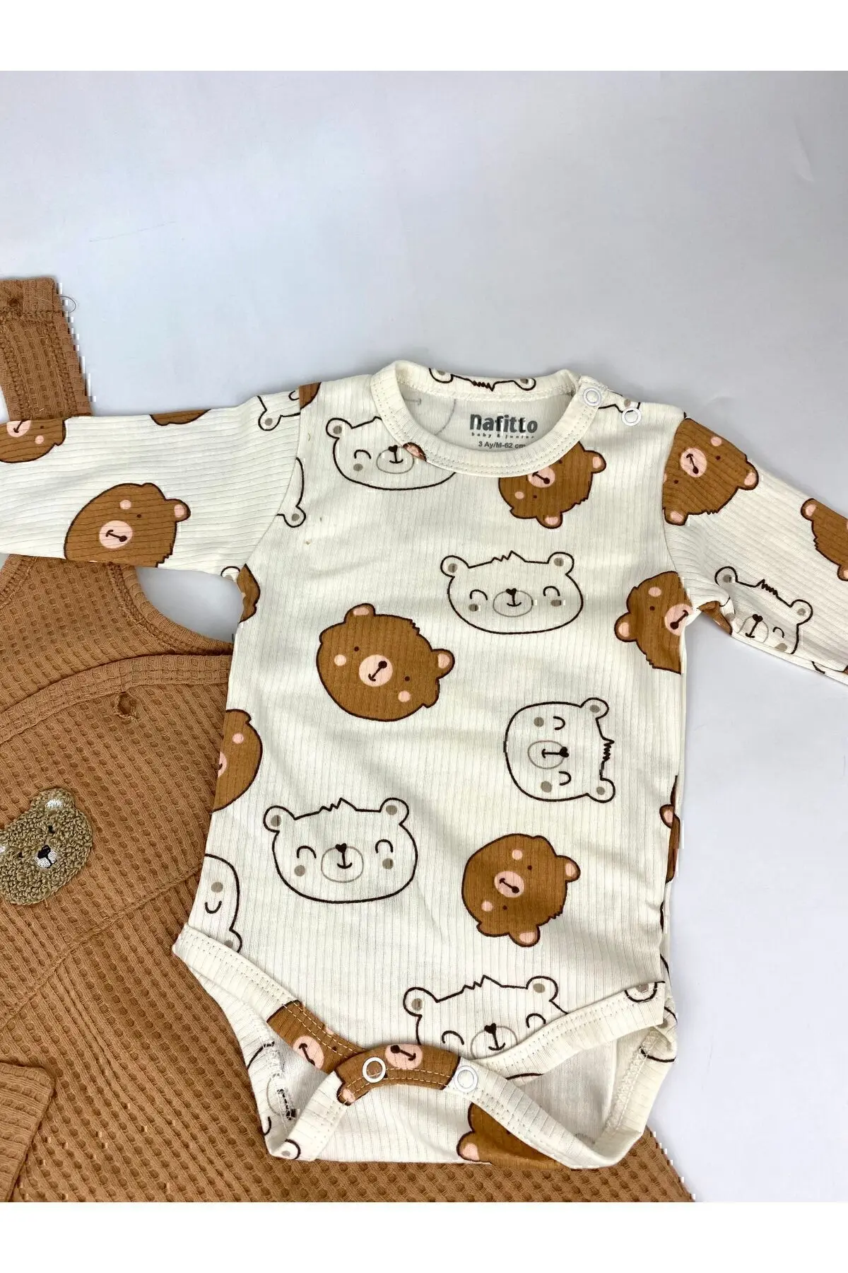 Ayı Nakışlı Erkek Bebek Tulum