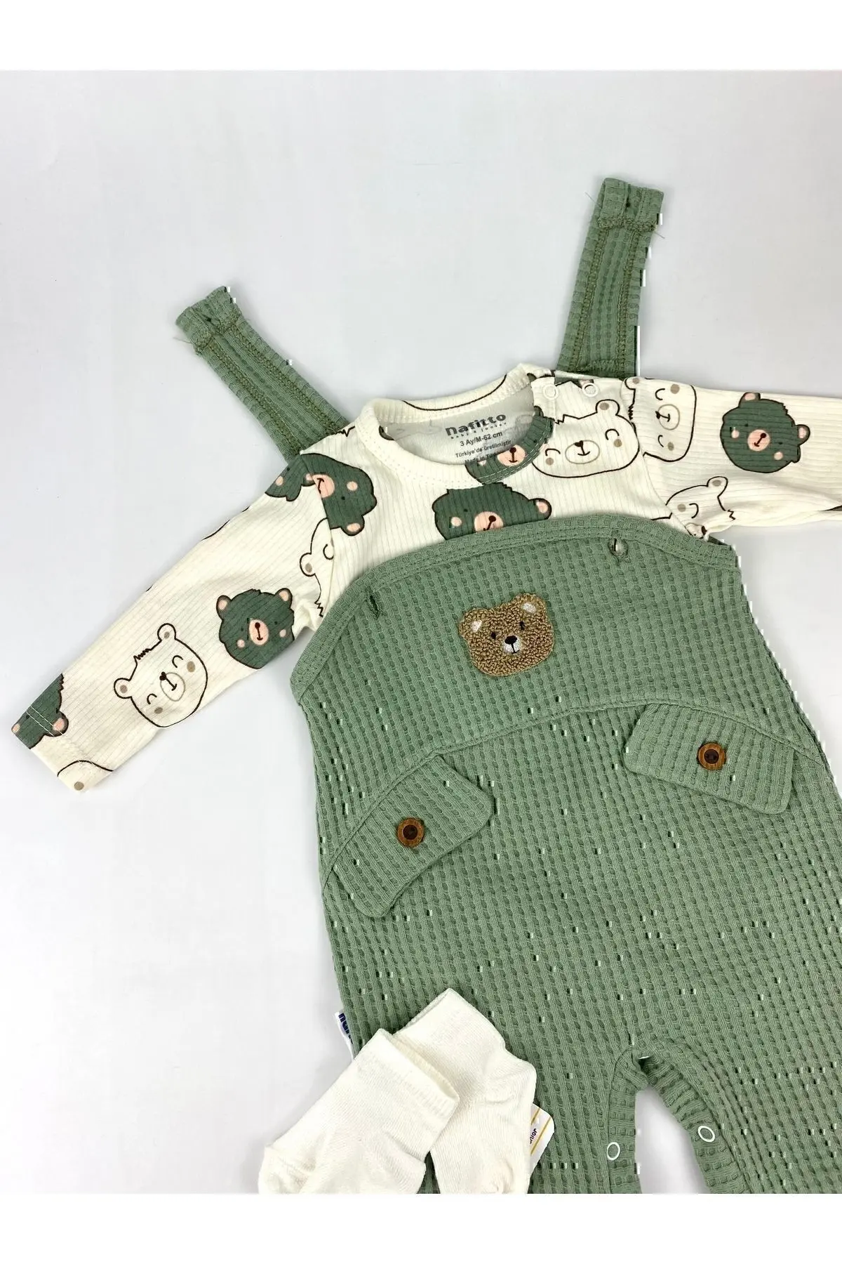 Ayı Nakışlı Erkek Bebek Tulum