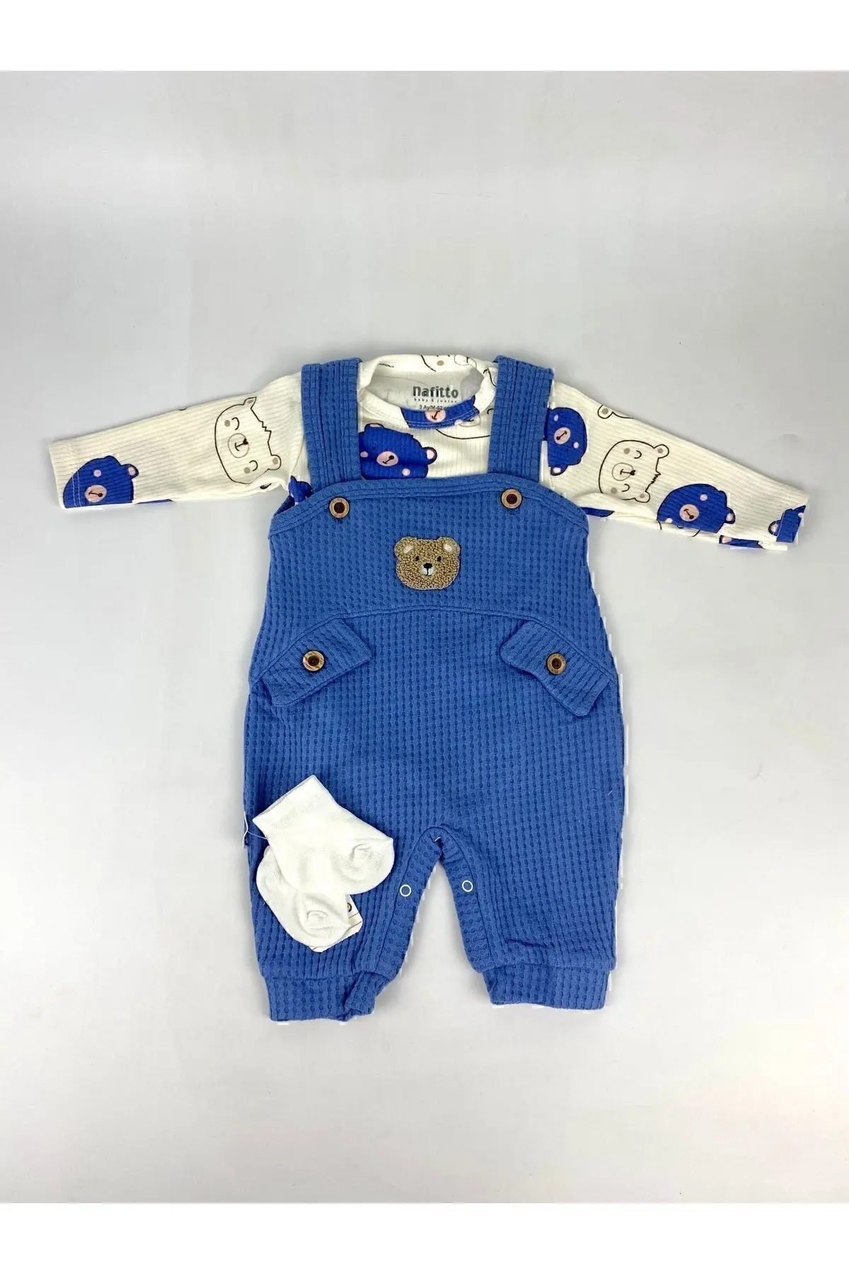 NAFİTTO Ayı Nakışlı Erkek Bebek Tulum
