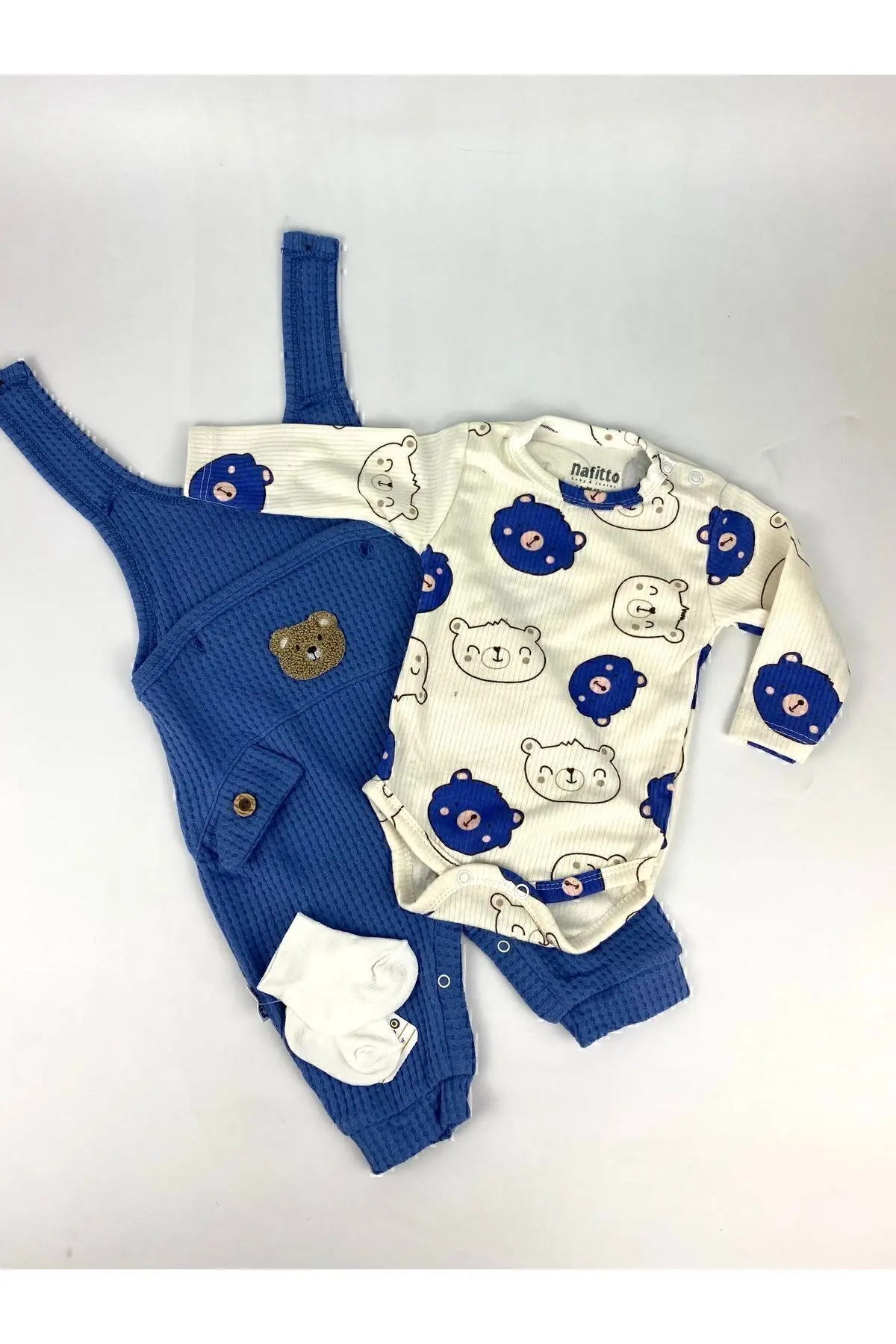 Ayı Nakışlı Erkek Bebek Tulum