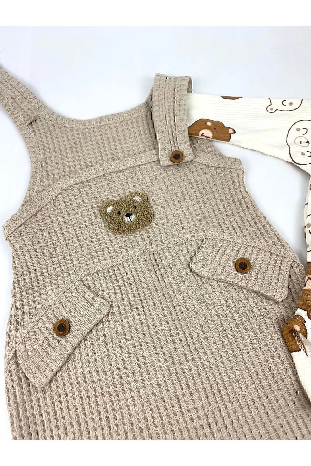 Ayı Nakışlı Erkek Bebek Tulum