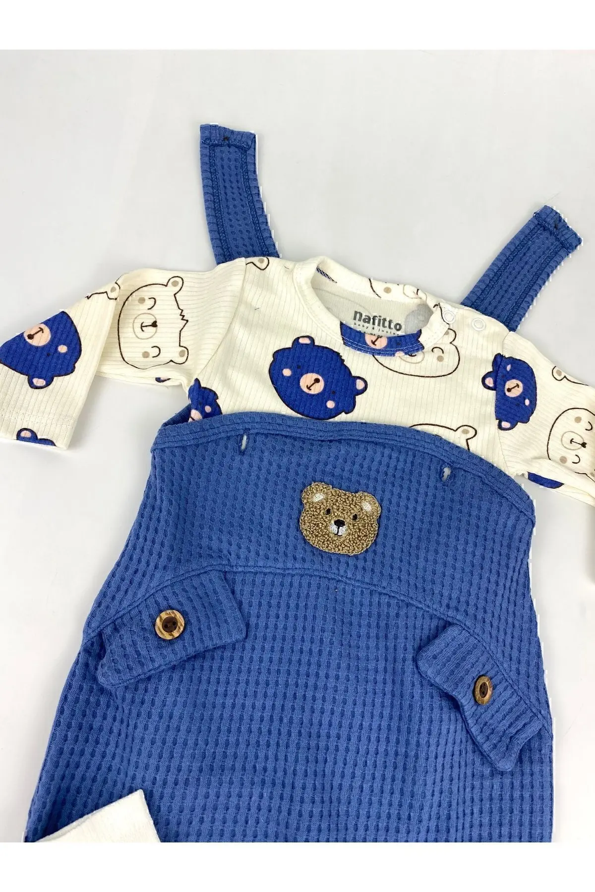 Ayı Nakışlı Erkek Bebek Tulum