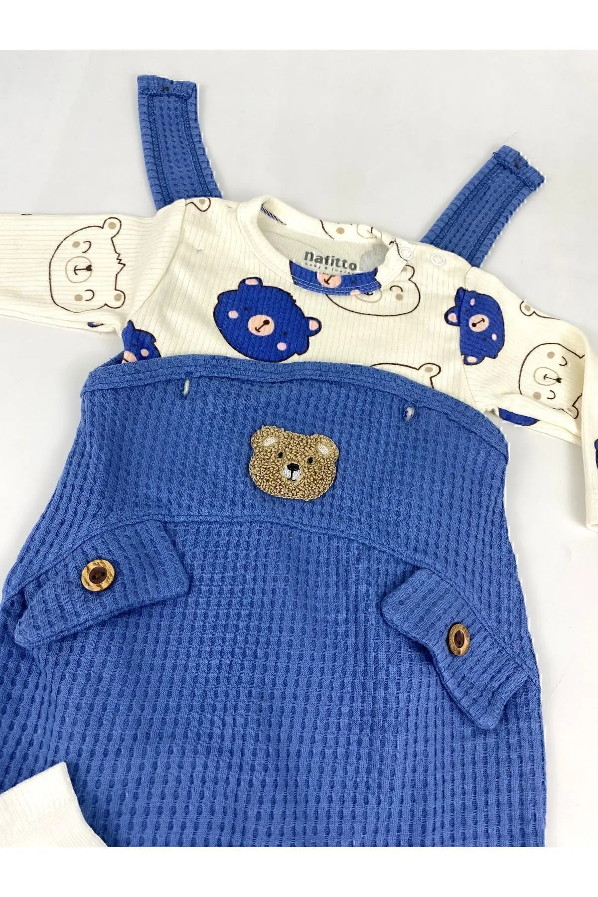 Ayı Nakışlı Erkek Bebek Tulum