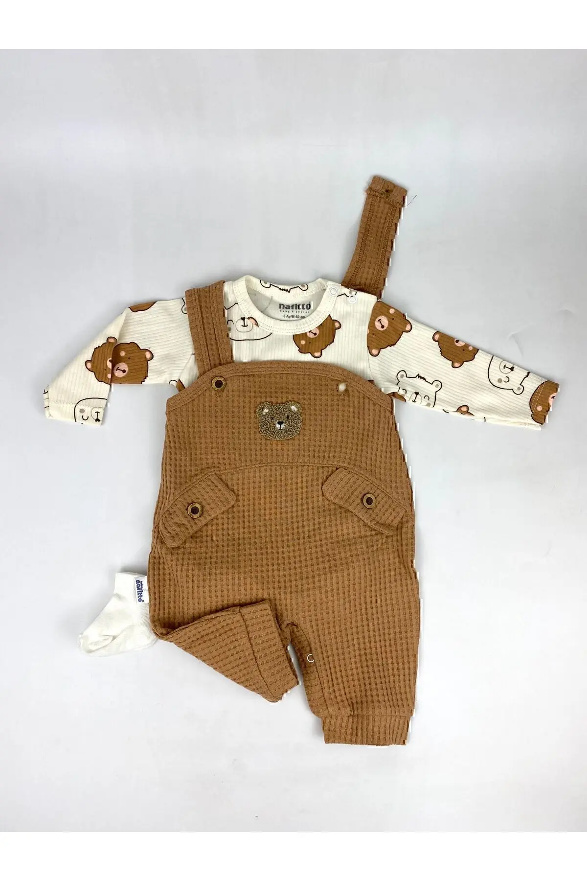 NAFİTTO Ayı Nakışlı Erkek Bebek Tulum