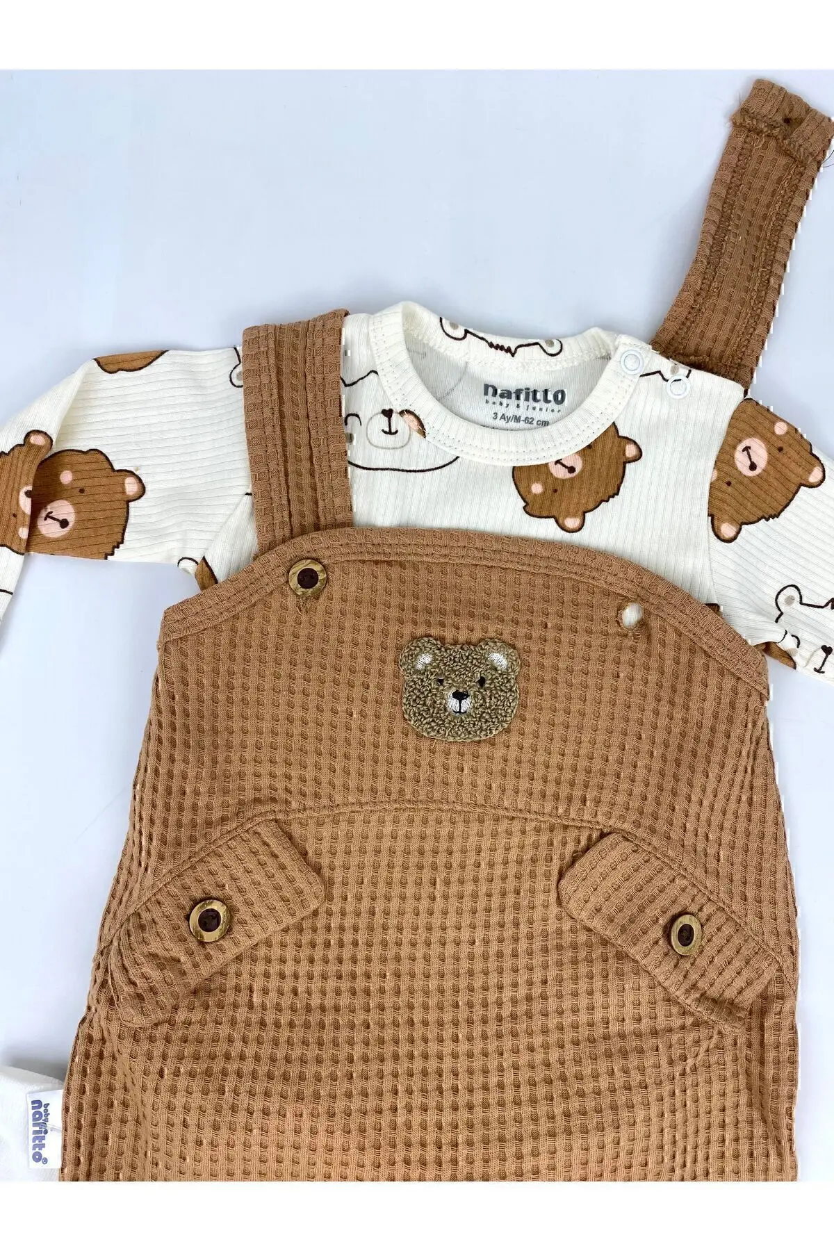 Ayı Nakışlı Erkek Bebek Tulum