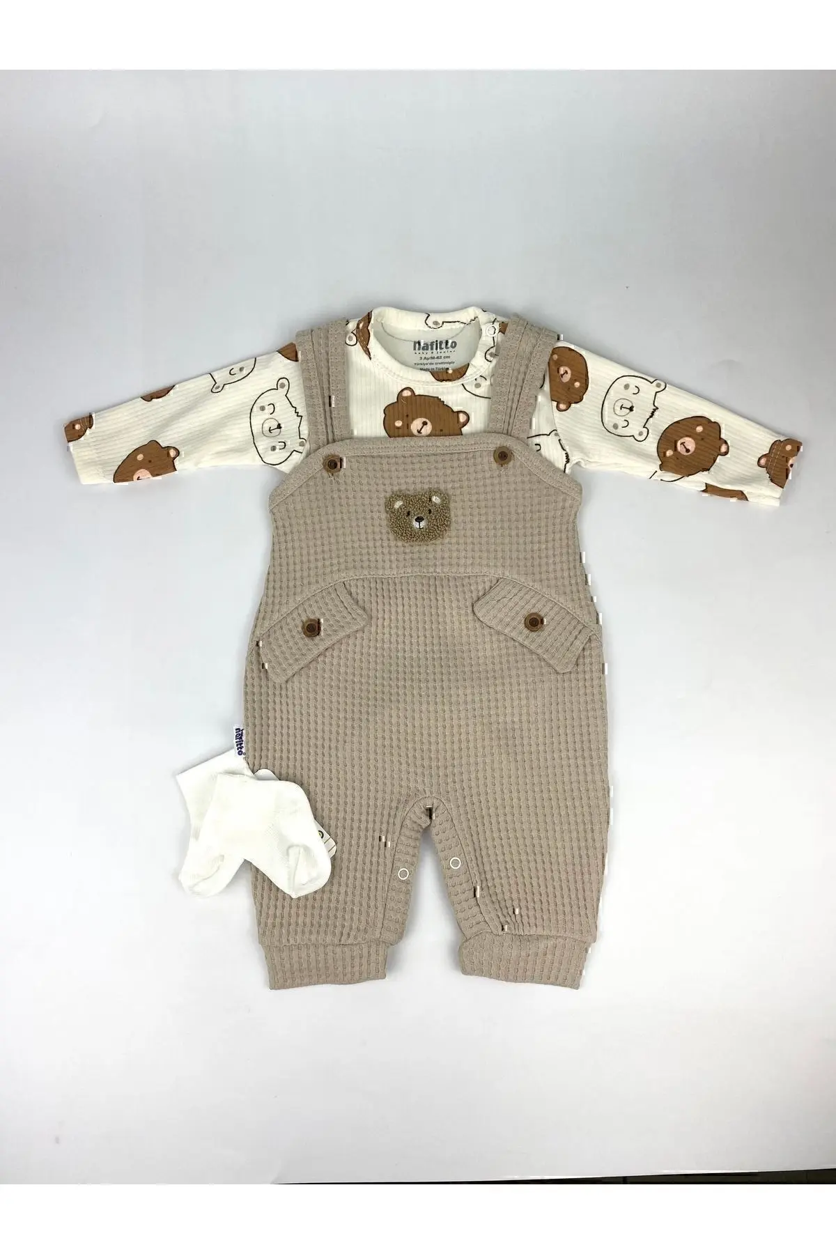 NAFİTTO Ayı Nakışlı Erkek Bebek Tulum