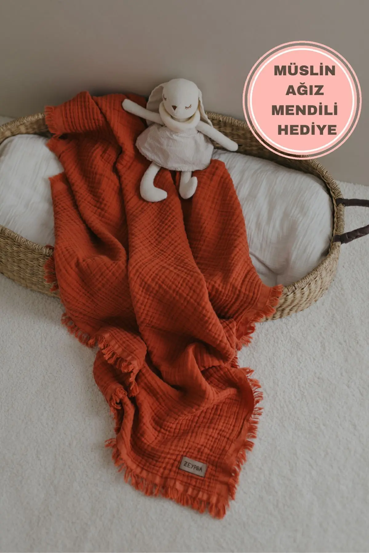 ZEYPBA Kiremit Müslin 4 Katlı Müslin Pamuksu Yumuşaklık / Yeni Seri %100 Pamuk /110x110cm
