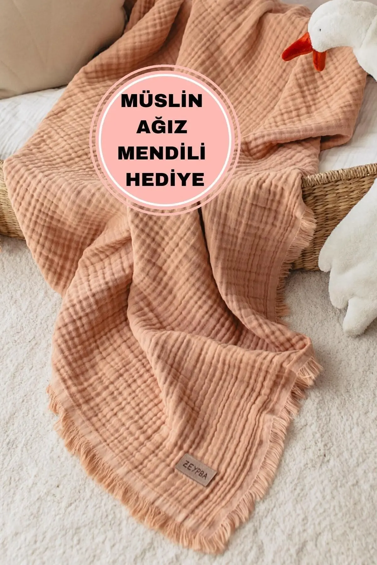 ZEYPBA Somon 4katlı Müslin Pamuksu Yumuşaklık Bebek &çocuk Müslin Örtü %100 Pamuk /110x110cm
