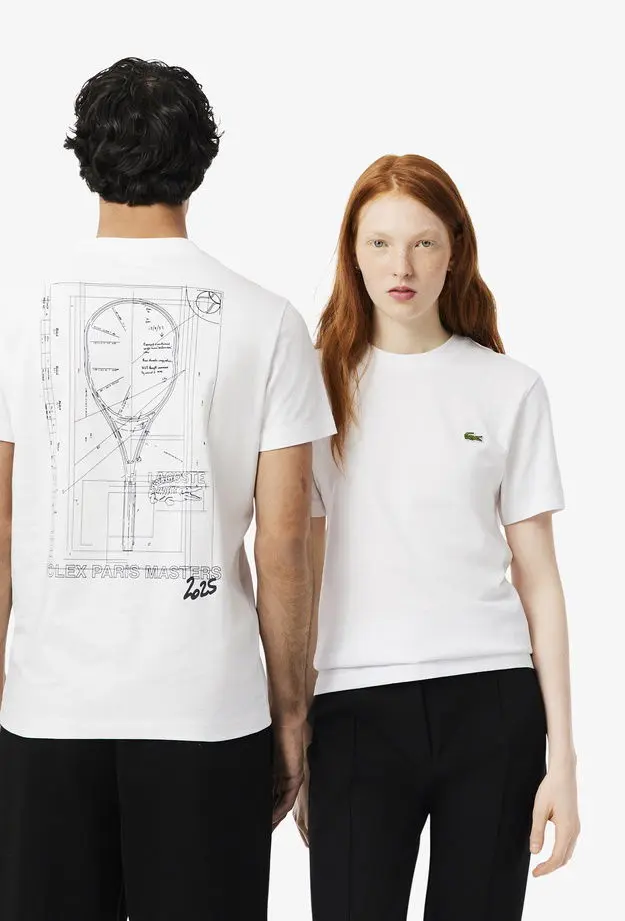 Lacoste Lacoste x Rolex Paris Unisex Regular Fit Bisiklet Yaka Beyaz T-Shirt