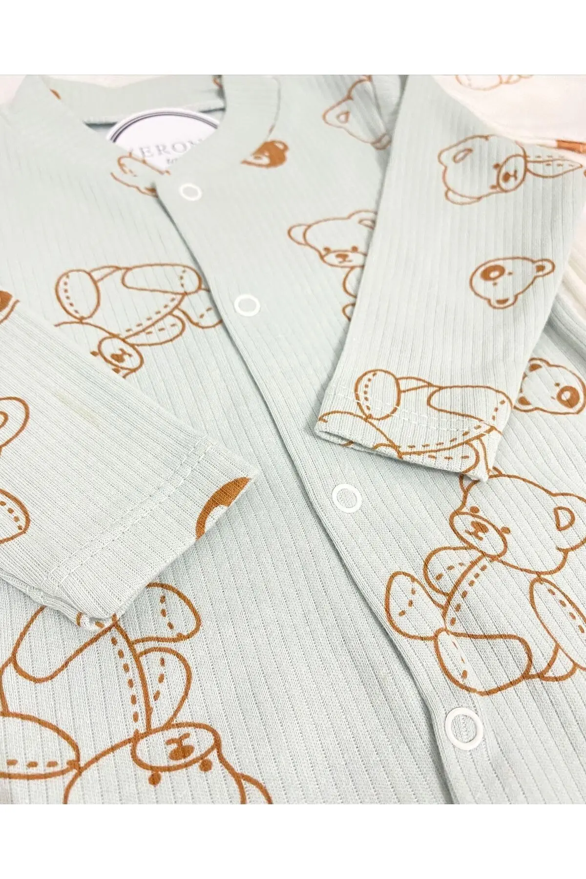 Erkek Bebek Ayıcık Desenli 2li Tulum Takımı Yenidoğan Kıyafeti