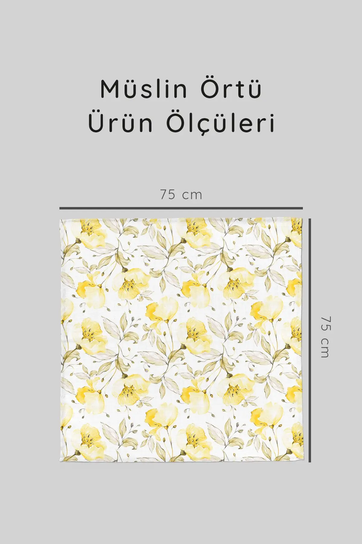 Dijital Baskılı 3'lü Müslin Örtü Seti - 75x75 Cm - Zt5000