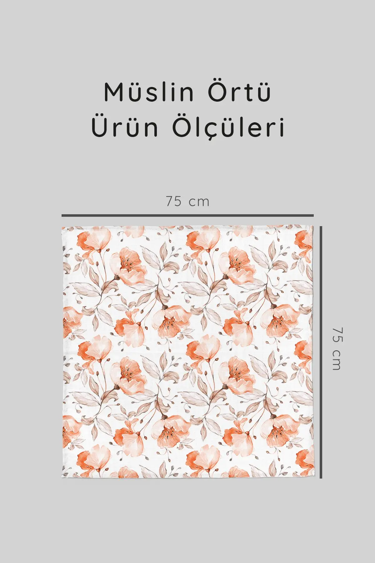 Dijital Baskılı 3'lü Müslin Örtü Seti - 75x75 Cm - Zt5000