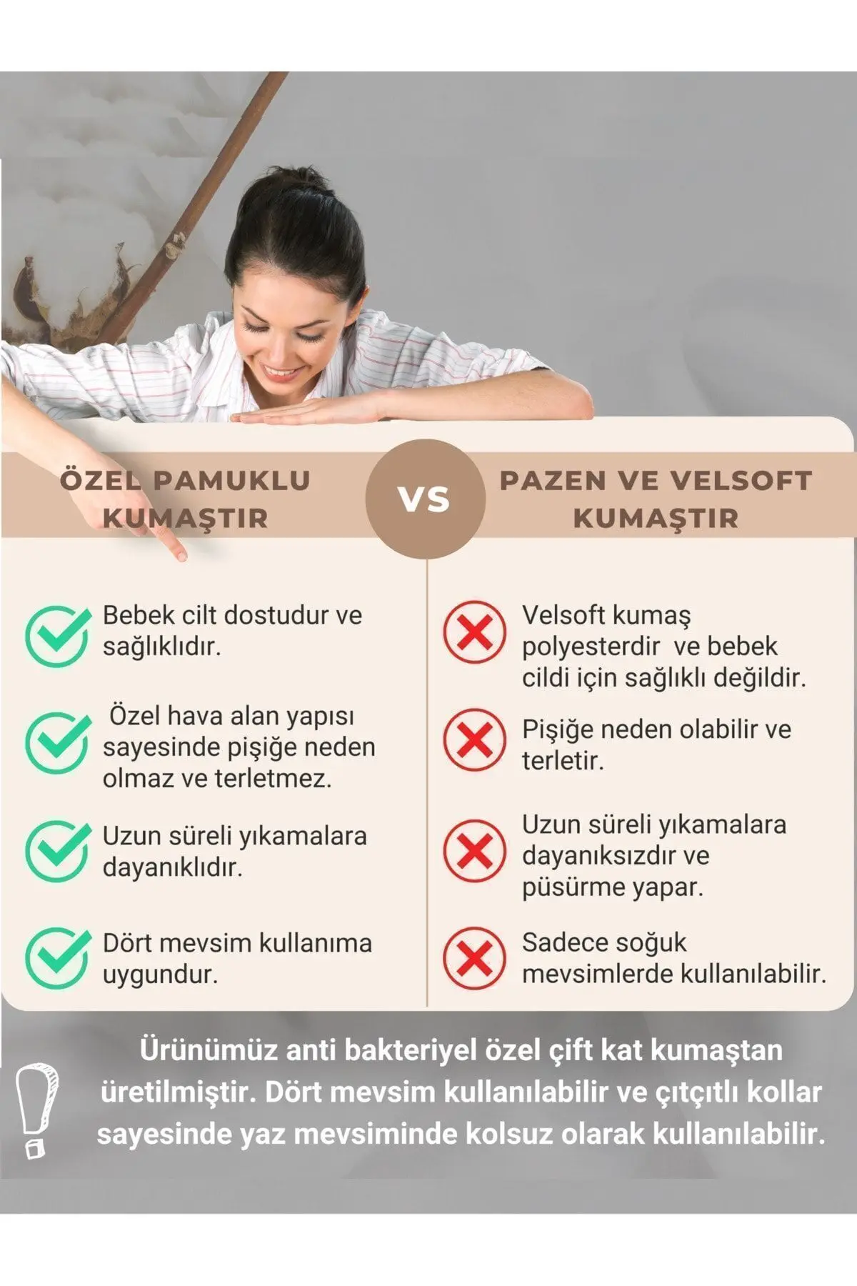 Sare Baby Bebek Uyku Tulumu %100 Doğal Pamuk Çift Kat Özel Kumaş Unisex 1.0 Tog