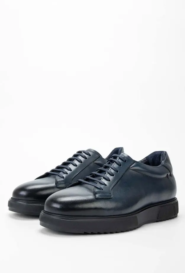 Tamer Tanca Erkek Hakiki Deri Lacivert Casual Ayakkabı