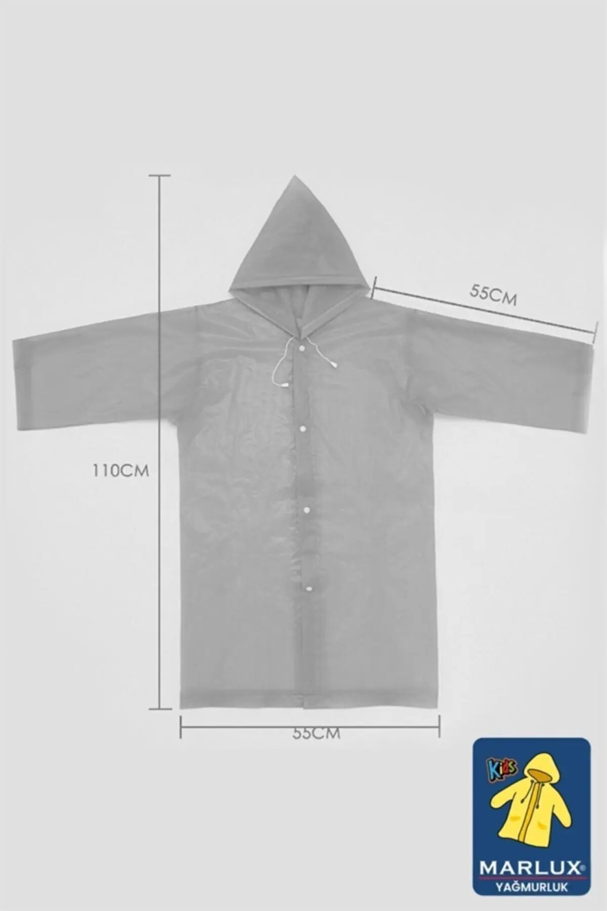 Unisex Çocuk Siyah Su Rüzgar Geçirmez Yağmurluk