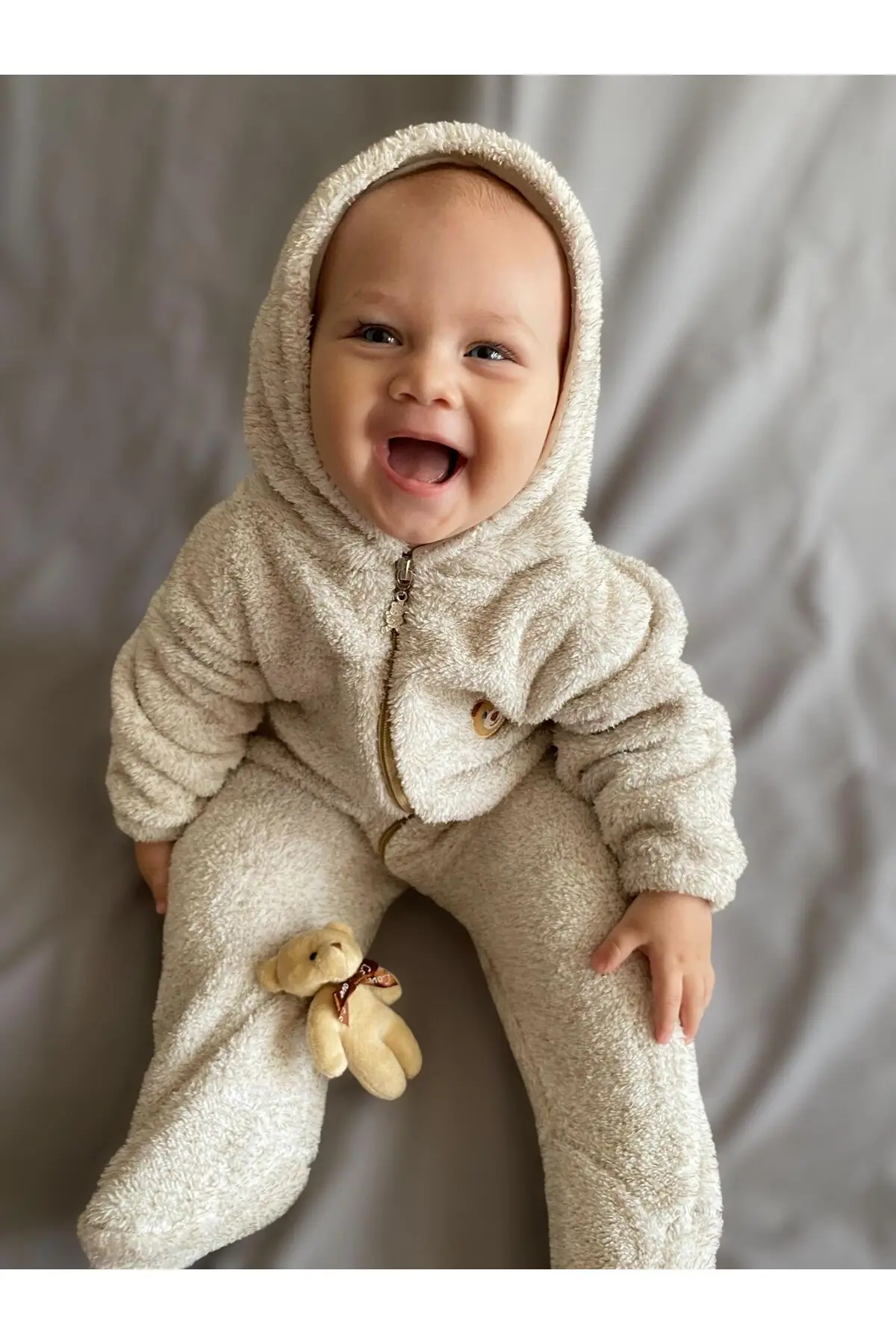 Welsoft Peluş Unisex Fermuarlı Kışlık Bebek Uyku Tulumu Bebek Tulumu Çocuk Tulumu Çocuk Kostümü