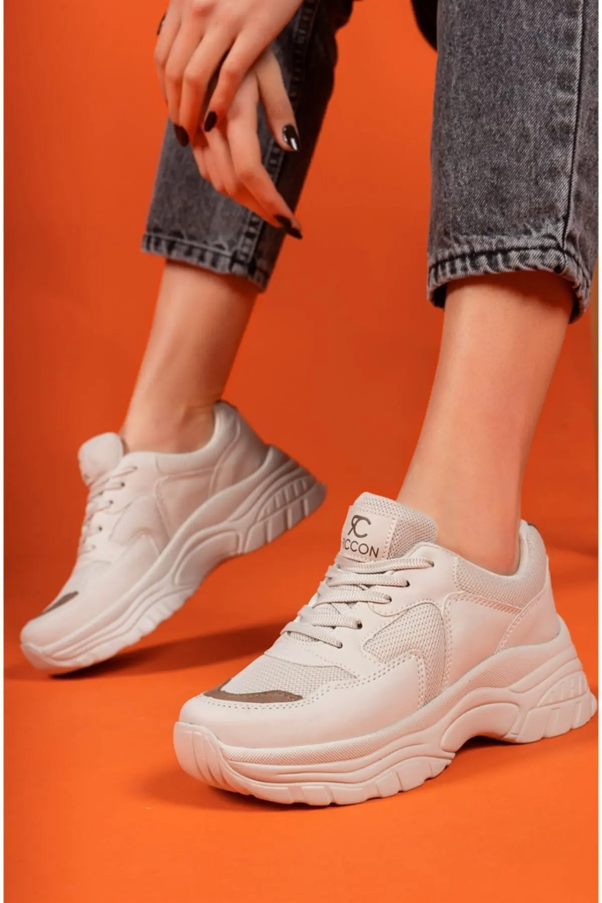 Riccon Bej Vizon Kadın Sneaker 0012140