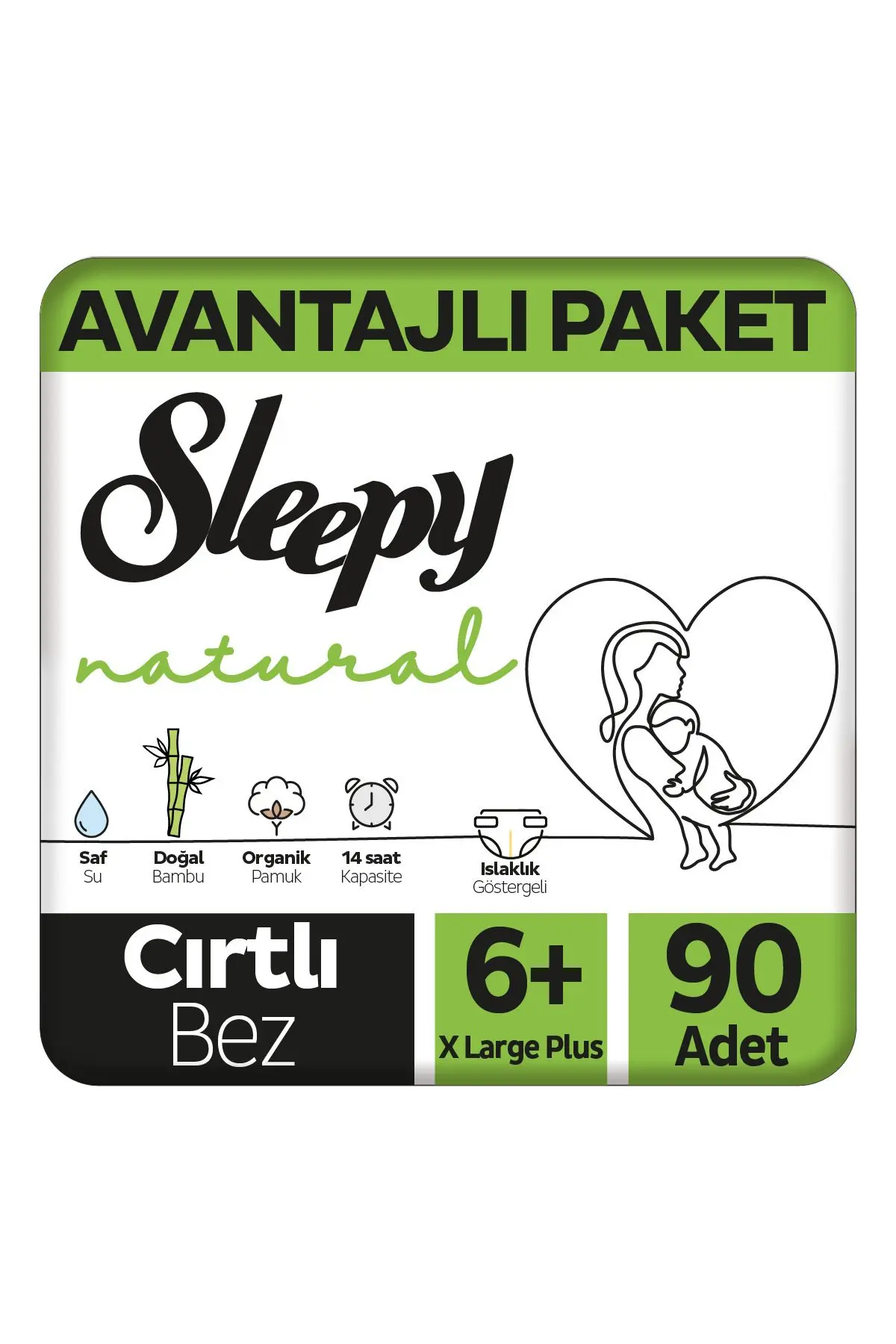 Sleepy Natural Avantajlı Paket Bebek Bezi 6 Numara Xlarge Plus 90 Adet