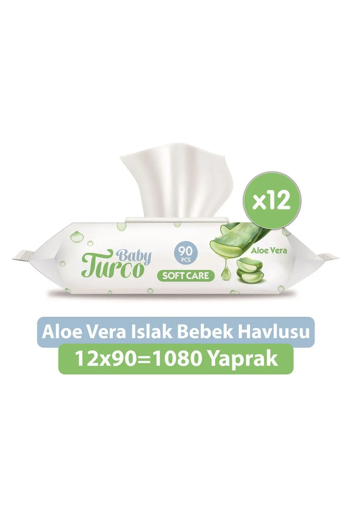 Baby Turco Softcare Aloe Vera Islak Bebek Havlusu 12x90 Yaprak