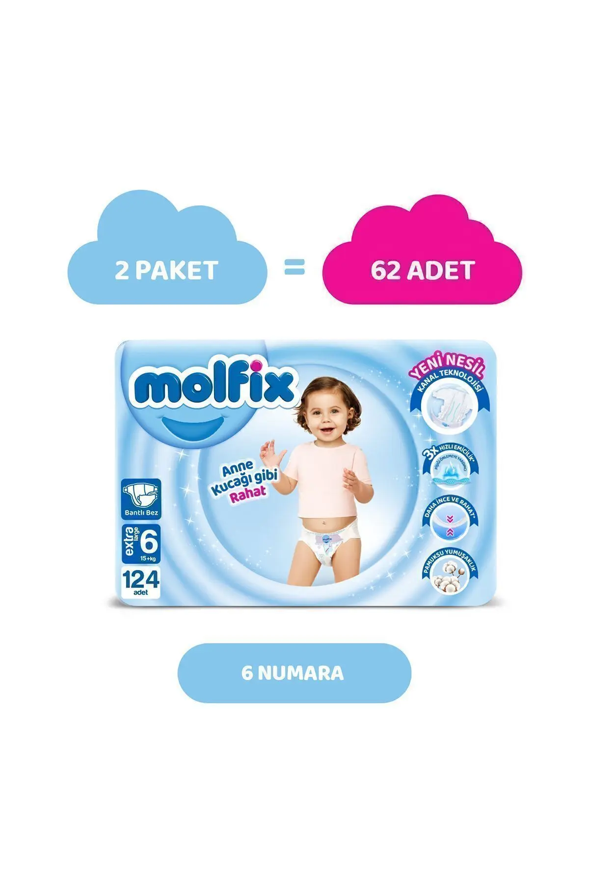 Bebek Bezi Ultra Fırsat Paketi X Large 6 No 124 Lü