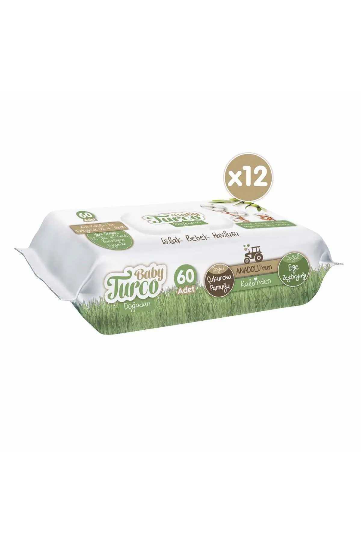 Doğadan Yenidoğan Islak Bebek Havlusu 12x60 Yaprak