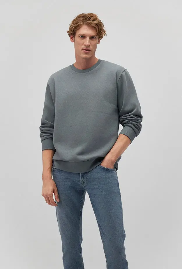 Mavi Mavi Bisiklet Yaka Yeşil Basic Sweatshirt 0S10276-71577