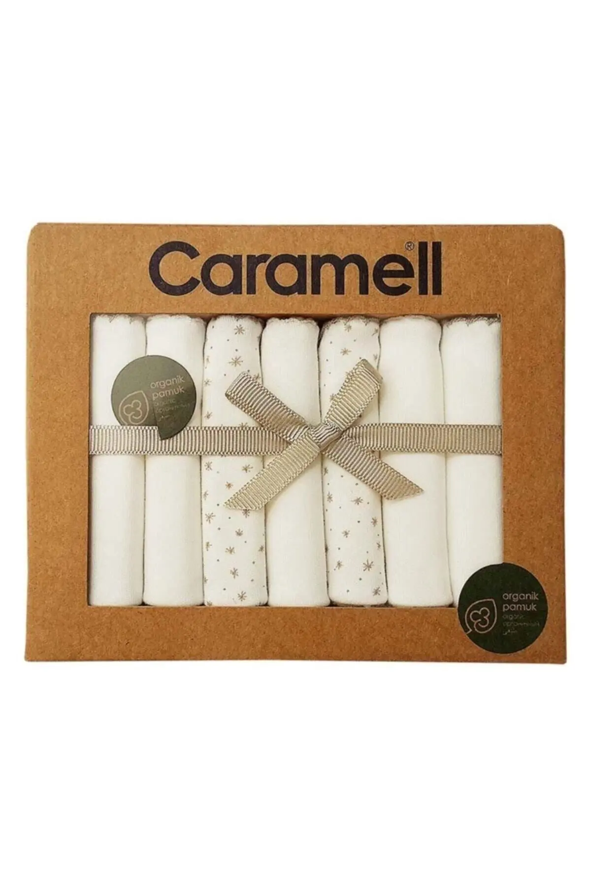 Caramell Bebek Soft Girl Penye Ağız Mendili 7 Li Ekru