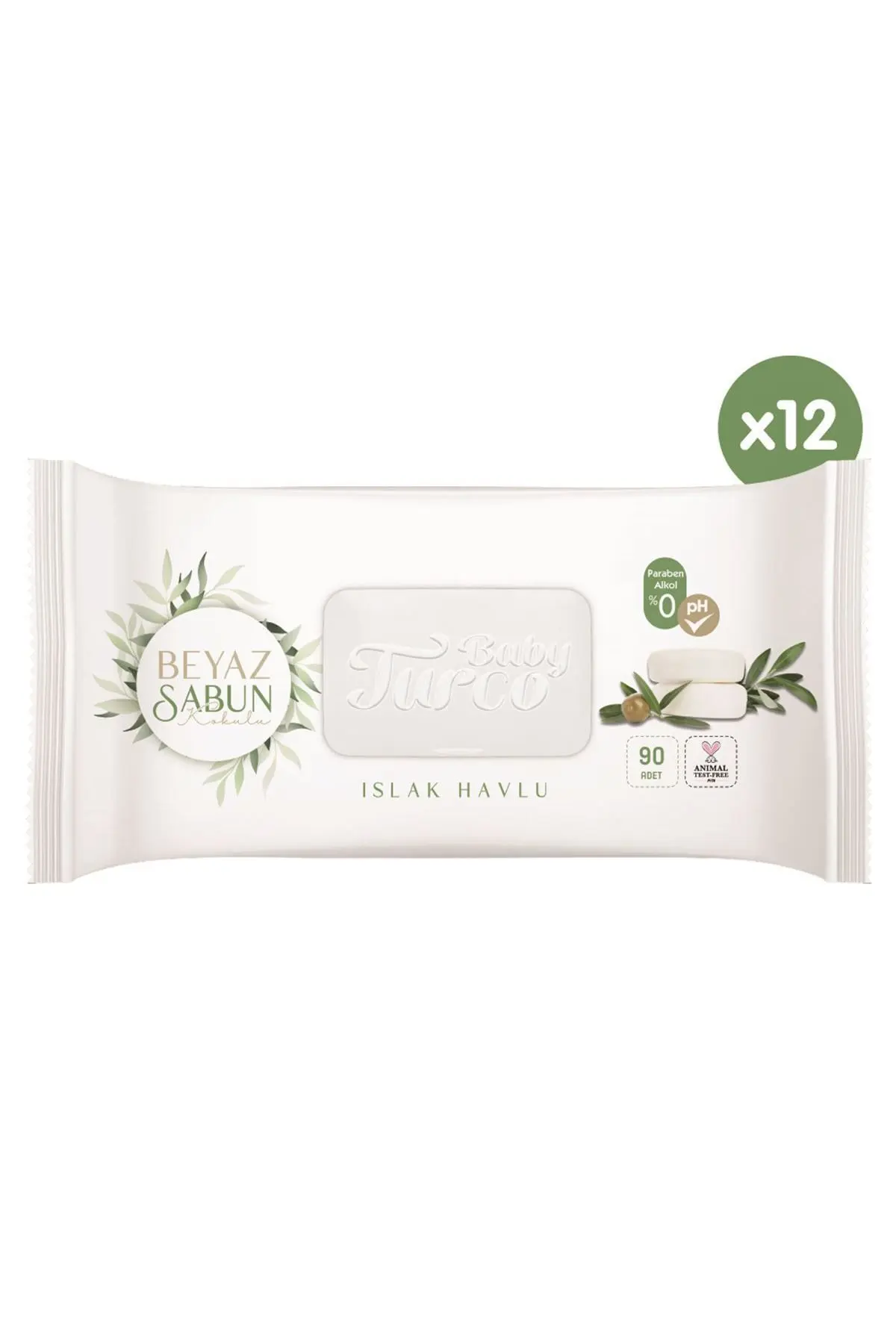 Beyaz Sabun Kokulu Islak Havlu 12x90