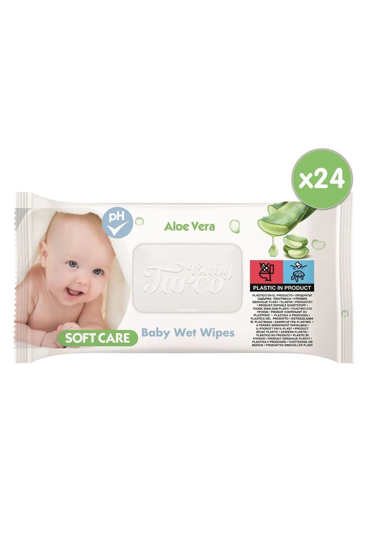 Softcare Aloe Vera Islak Bebek Havlusu 24x90 Yaprak