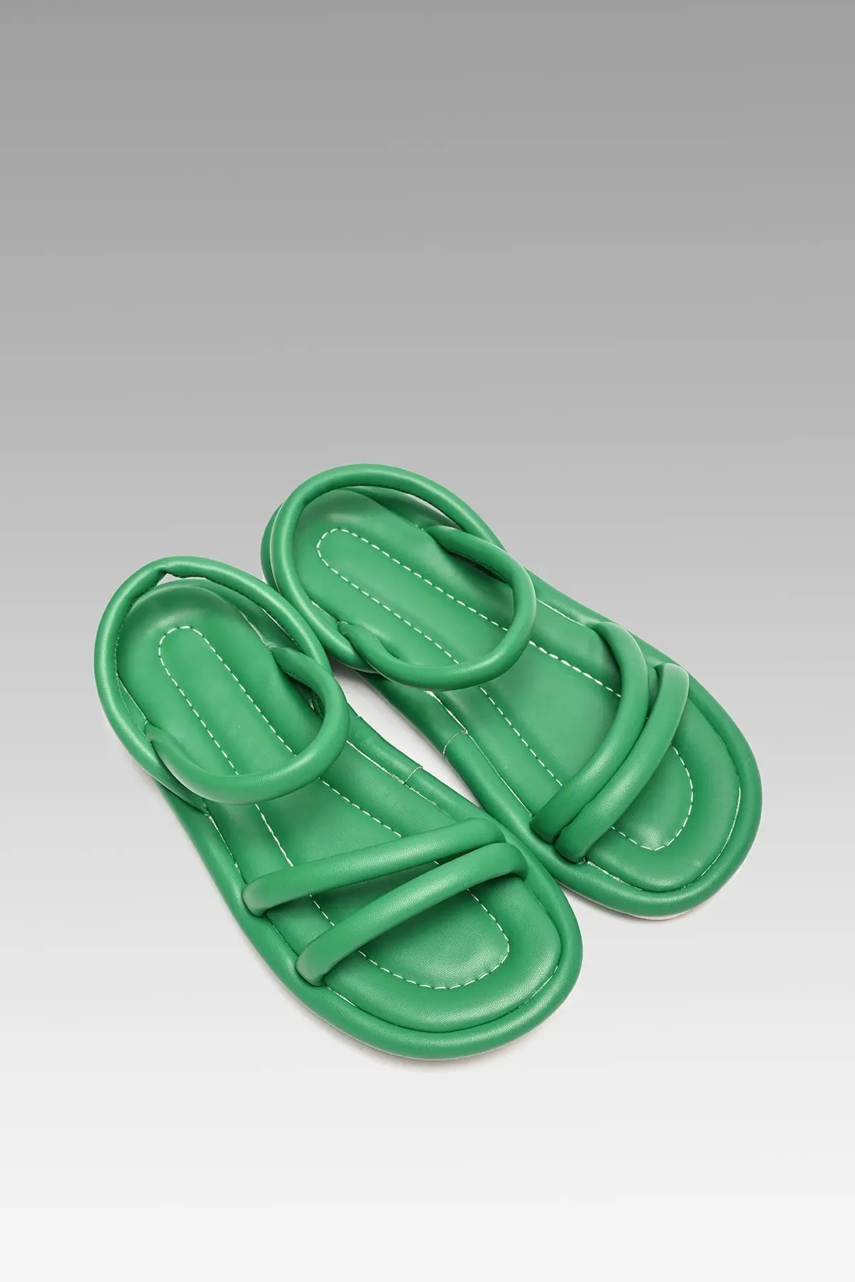 Kadın Çimen Yeşili Rome Çift Bantlı Puff Sandalet 2cm Byndrsl01