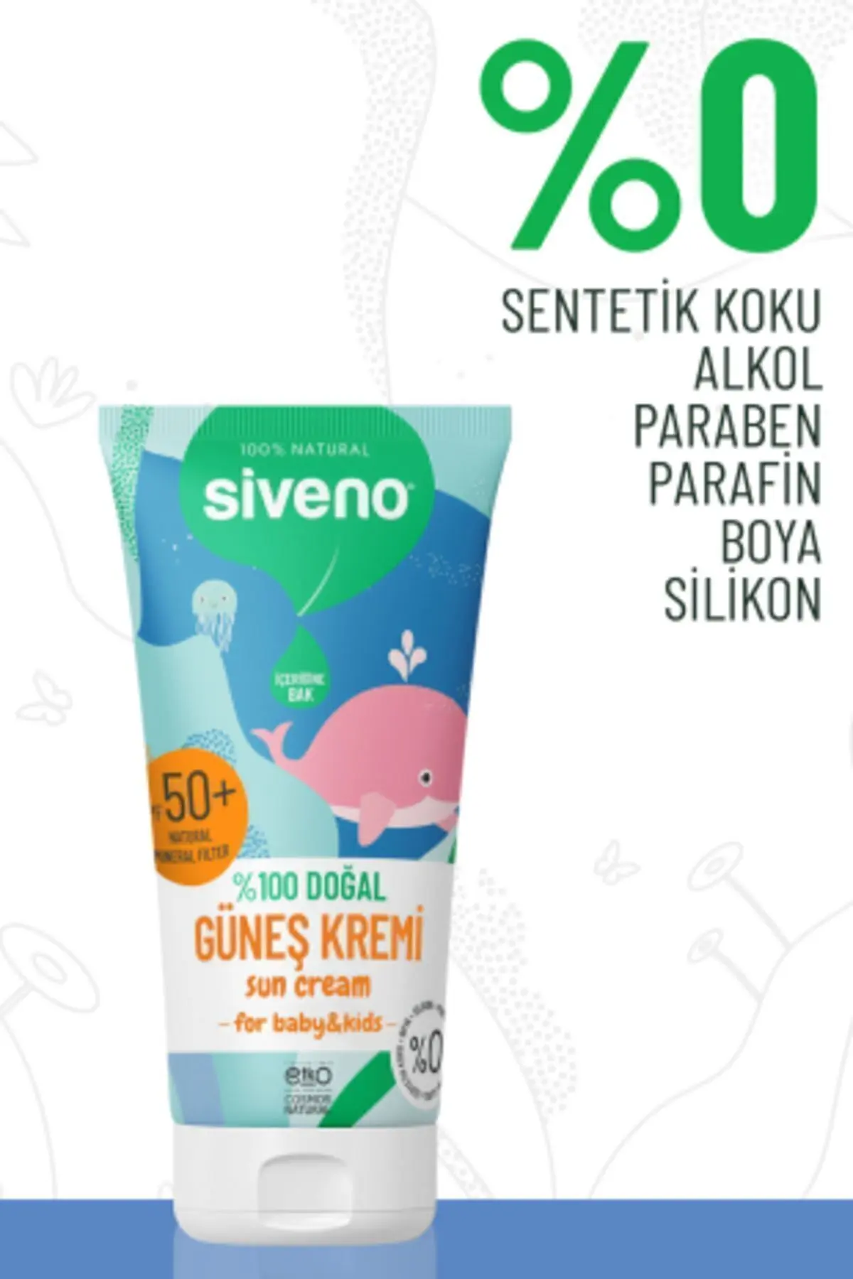 %100 Doğal Bebek Güneş Kremi Leke Karşıtı Antioksidan Nemlendirici Bitkisel Uva Uvb Spf50 50 ml
