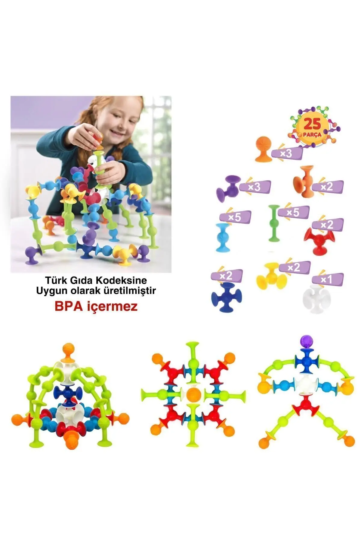 Vakum Molekül 25 Parça Yapı Taşları Fidget Duyusal Eğitici Oyuncak Squigz Lego