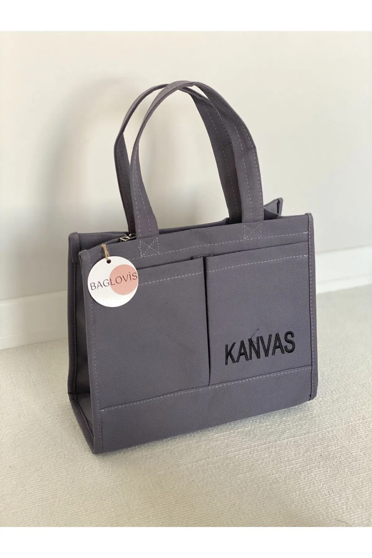 BAGLOVİS KANVAS KUMAŞ NAKIŞ DETAYLI BÜYÜK OMUZ ÇANTASI
