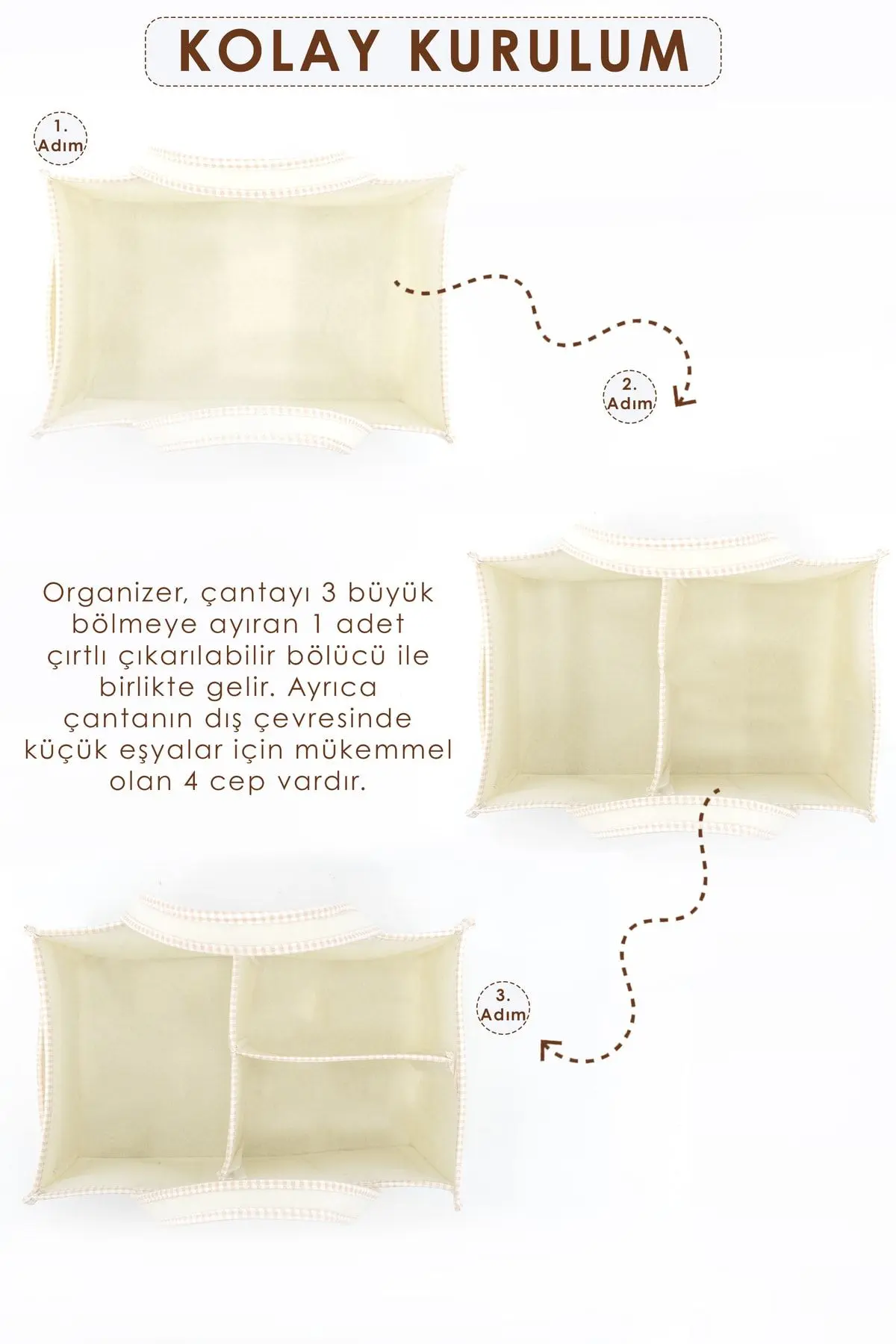 Çok Amaçlı Kalın Keçe Anne Bebek Bakım Çantası, Dolap İçi Organizer, Scotch Serisi