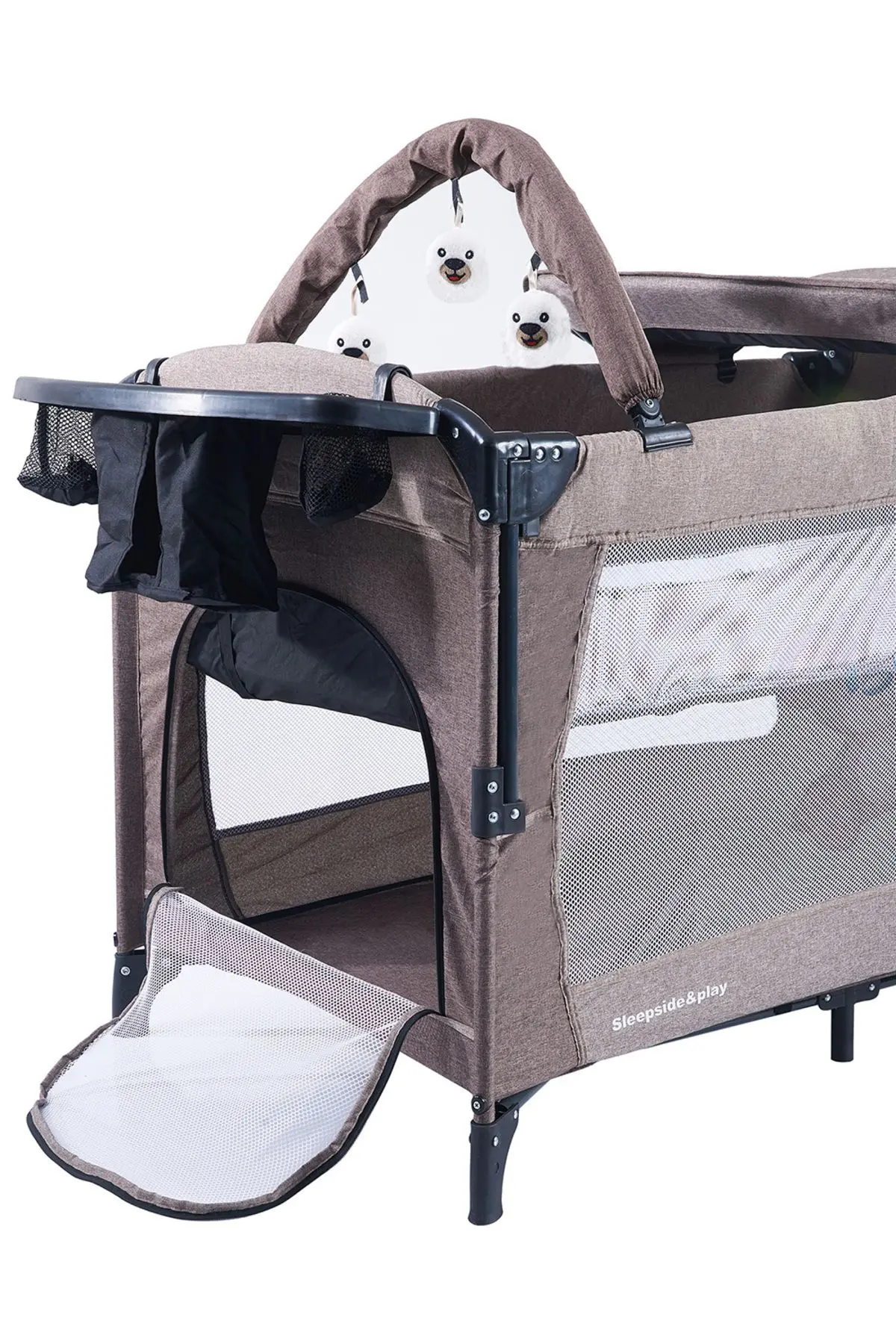 Sleep Side Play Anne Yanı Park Yatak Sallanır Cibinlikli Oyun Parkı Beşik 70X110 Cm Yatak Hediyeli