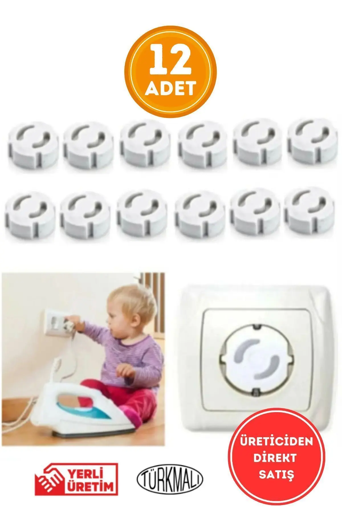 WAPPA 12 Adet Priz Kapağı, Priz Koruyucu, Priz Kapatıcı