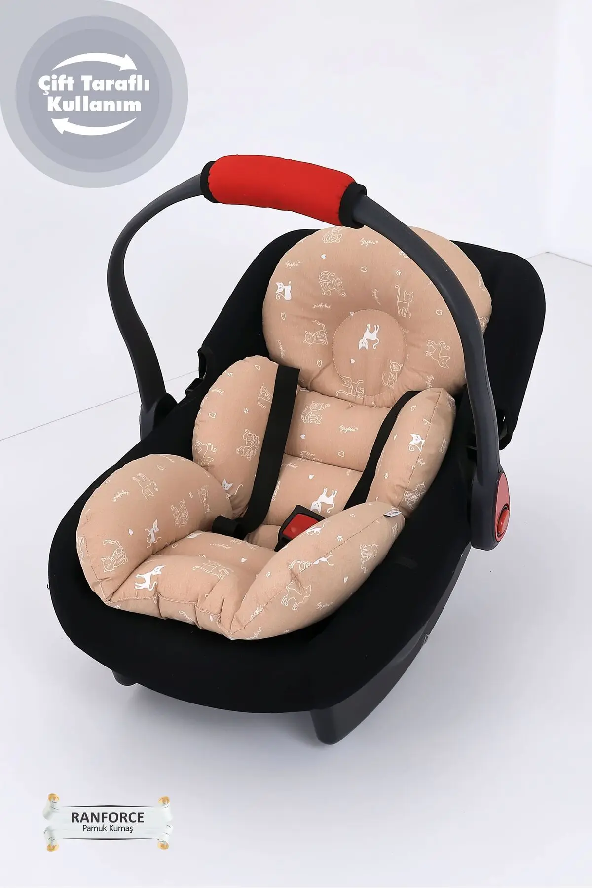 Puset Örtüsü Puset Minderi 2 Parça - Bel Destekli - Kedi Desen