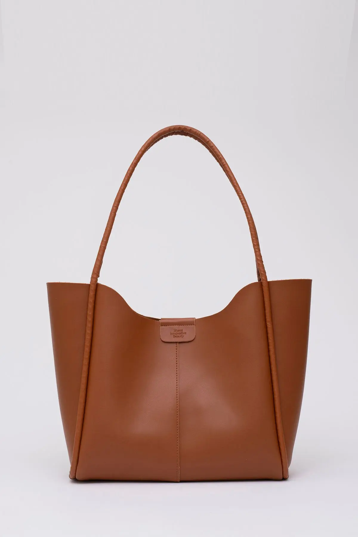 Shaka Taba Shk76 Çıtçıtlı Fitil Askılı Suni Deri Makyaj Çantalı Büyük Boy Kadın El Ve Omuz Çantası U:29 E