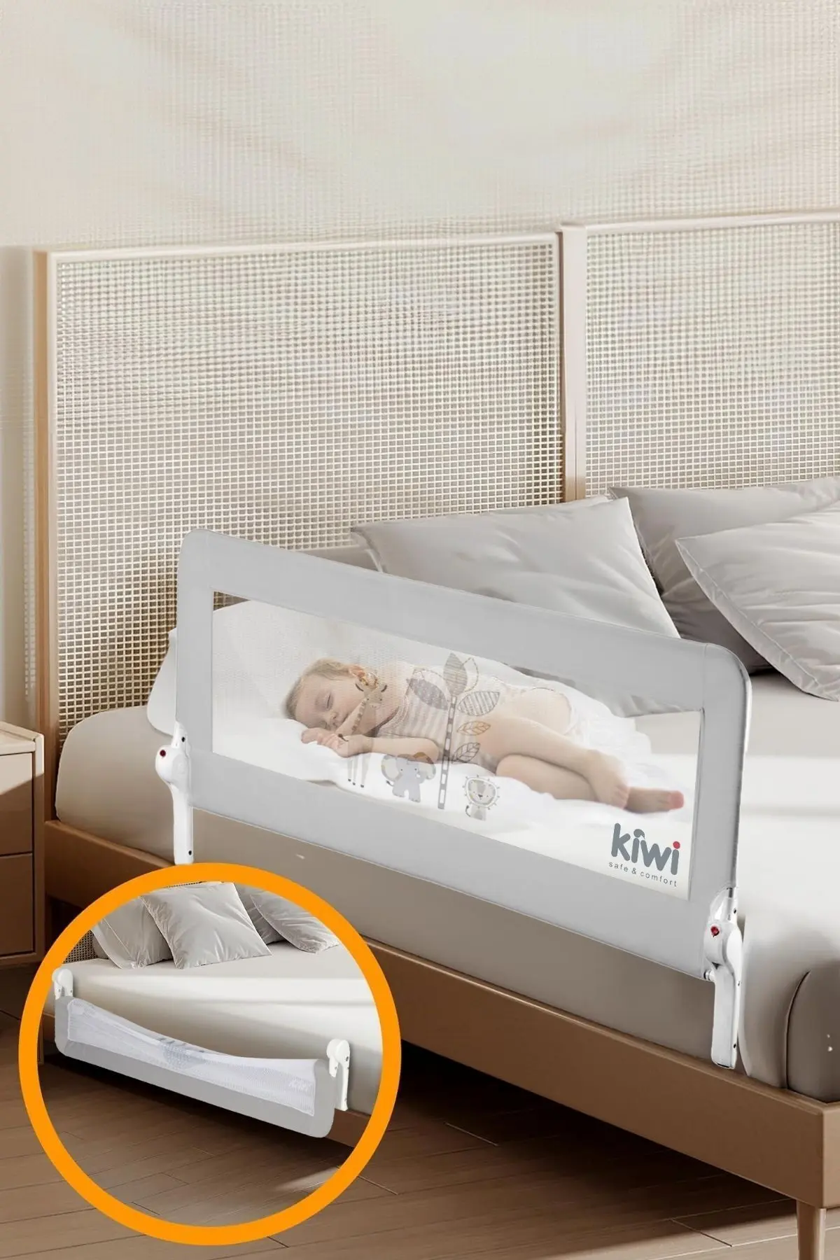 Çocuk Yatak Koruyucu Bariyeri Ve Yatak Korkuluğu, Ekstra Dolgulu Kumaş Bed Guard