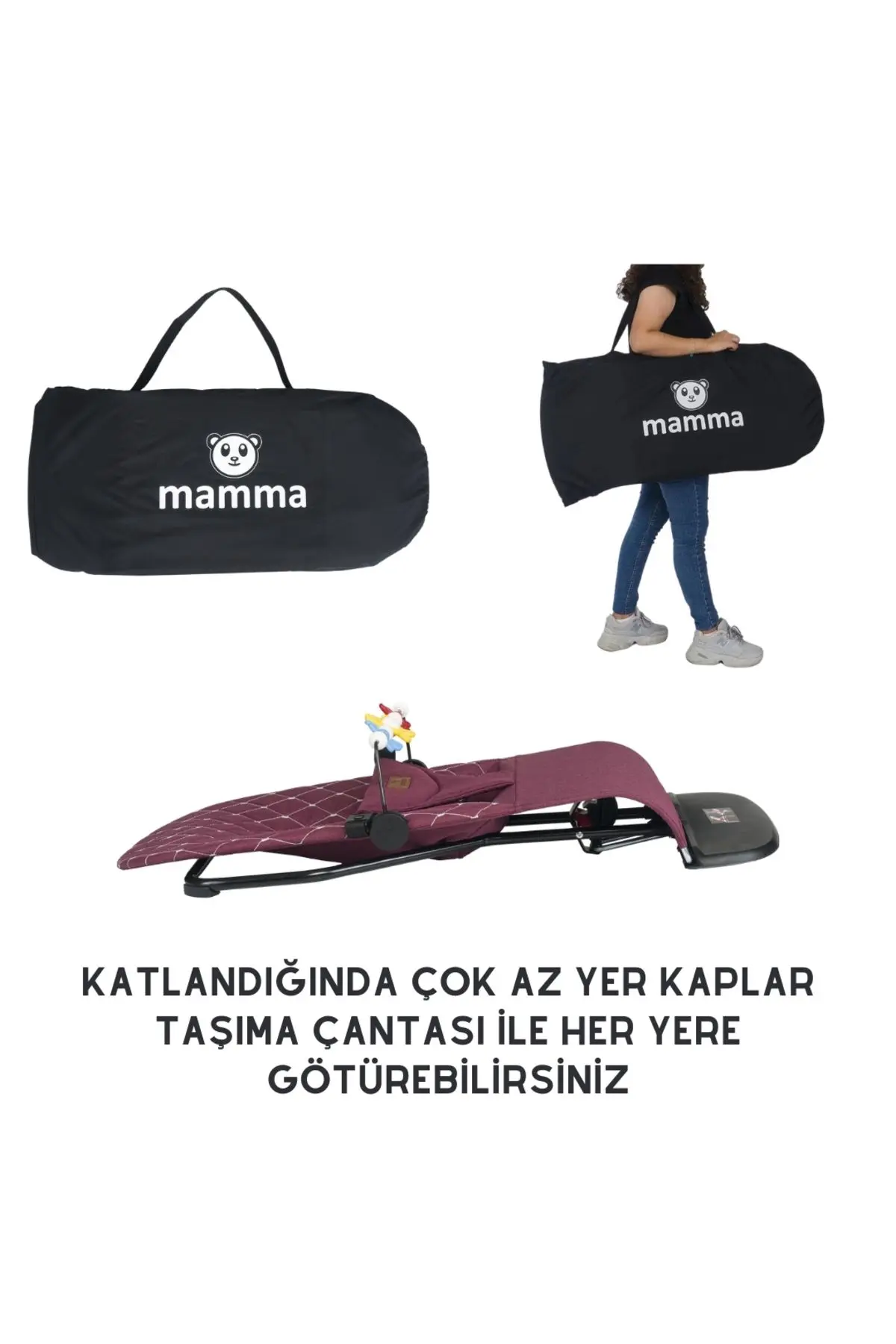 Smile Cotton Sallanır Üç Kademeli Ana Kucağı ( Oyuncak Aparatı Ve Seyahat Çantası )