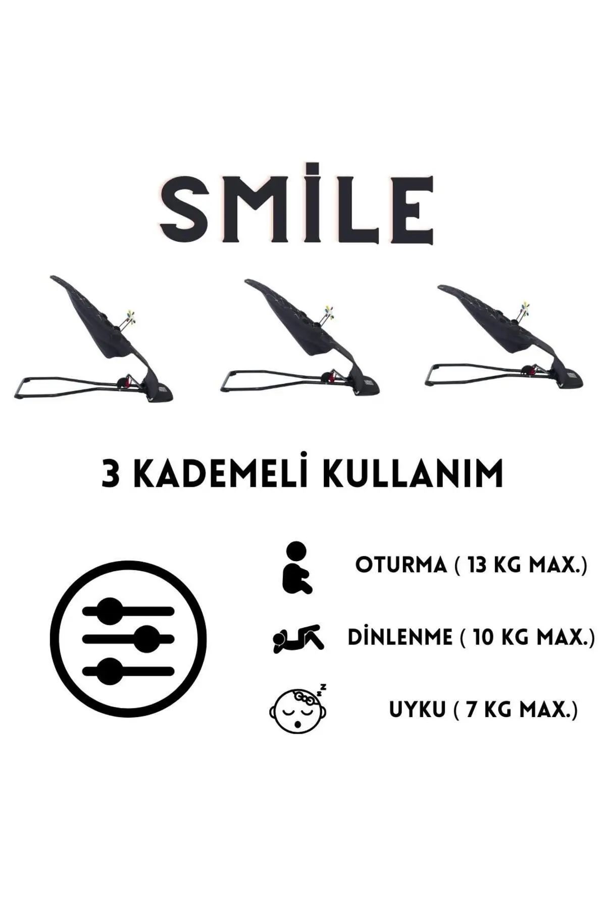 Smile Cotton Sallanır Üç Kademeli Ana Kucağı ( Oyuncak Aparatı Ve Seyahat Çantası )