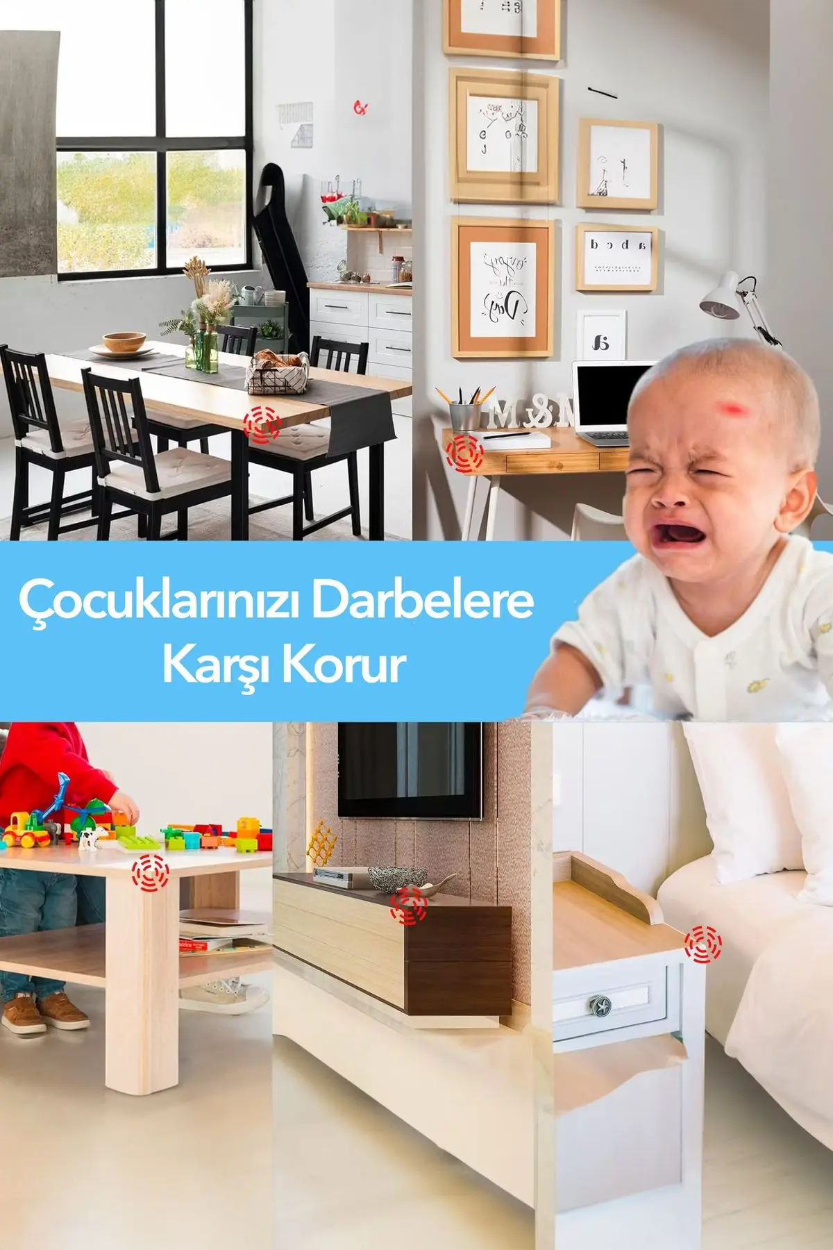 Bebek Odası Mobilya Köşe Kenar Koruma Bariyeri Silikon Komodin Sehpa Dolap Kenarları Köşe Koruması
